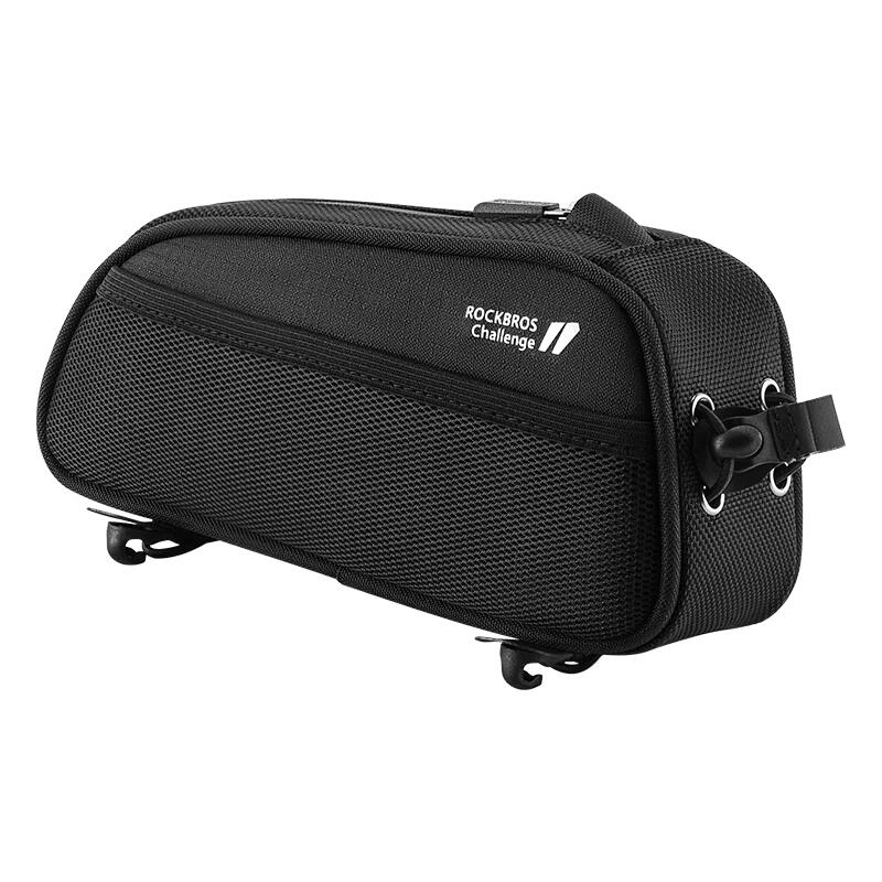 1.3L Waterproof Bicycle Frame Tube Bag with Headphone Jack Black