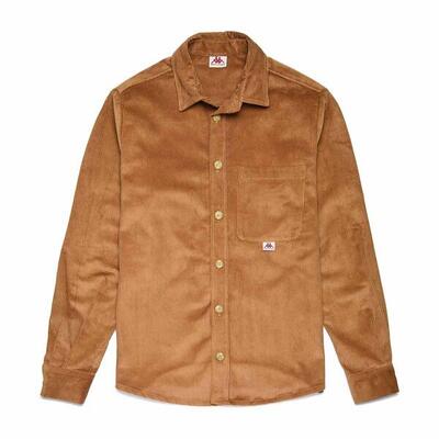 Camicia da uomo in cotone marrone da casual