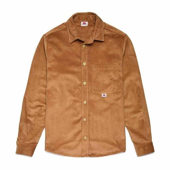 Camicia da uomo in cotone marrone da casual