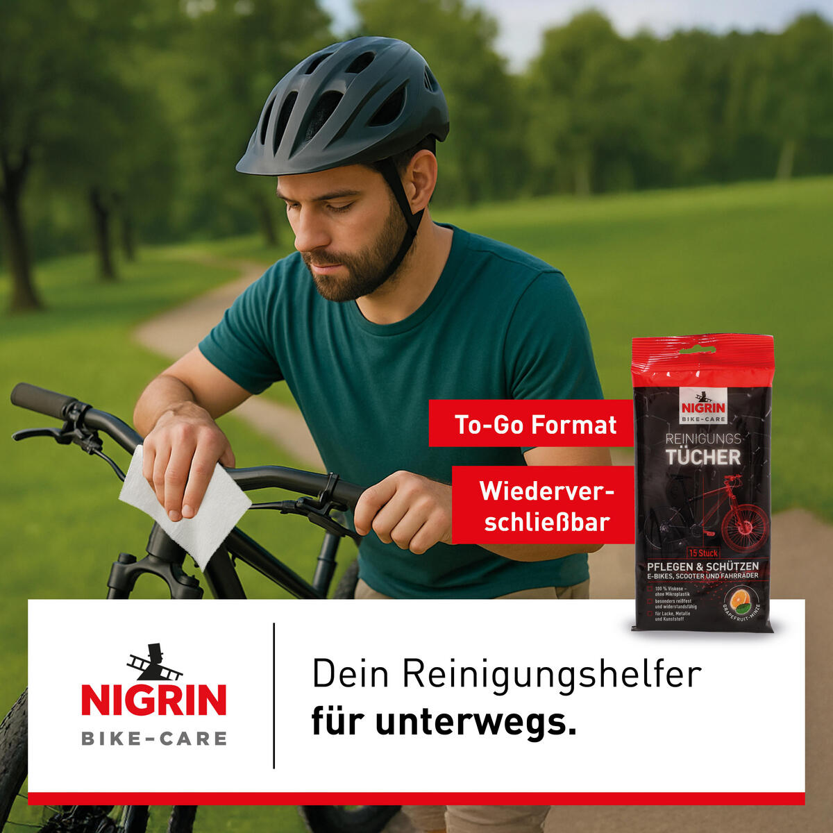 NIGRIN BIKE-CARE Reinigungs- und Pflegetuch - für E-Bike, Scooter und Fahrrad 5/7