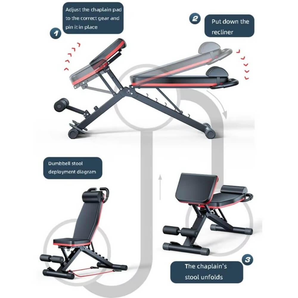 Banco Musculación Multifuncional Ajustable Plegable Carga Máxima 160 kg 5/5