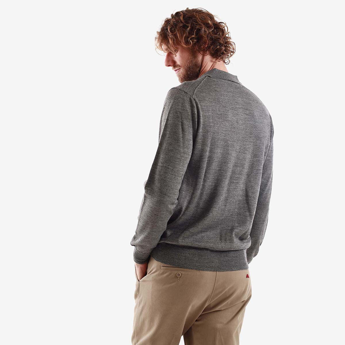Polo da uomo in poliammide grigio da casual 4/6