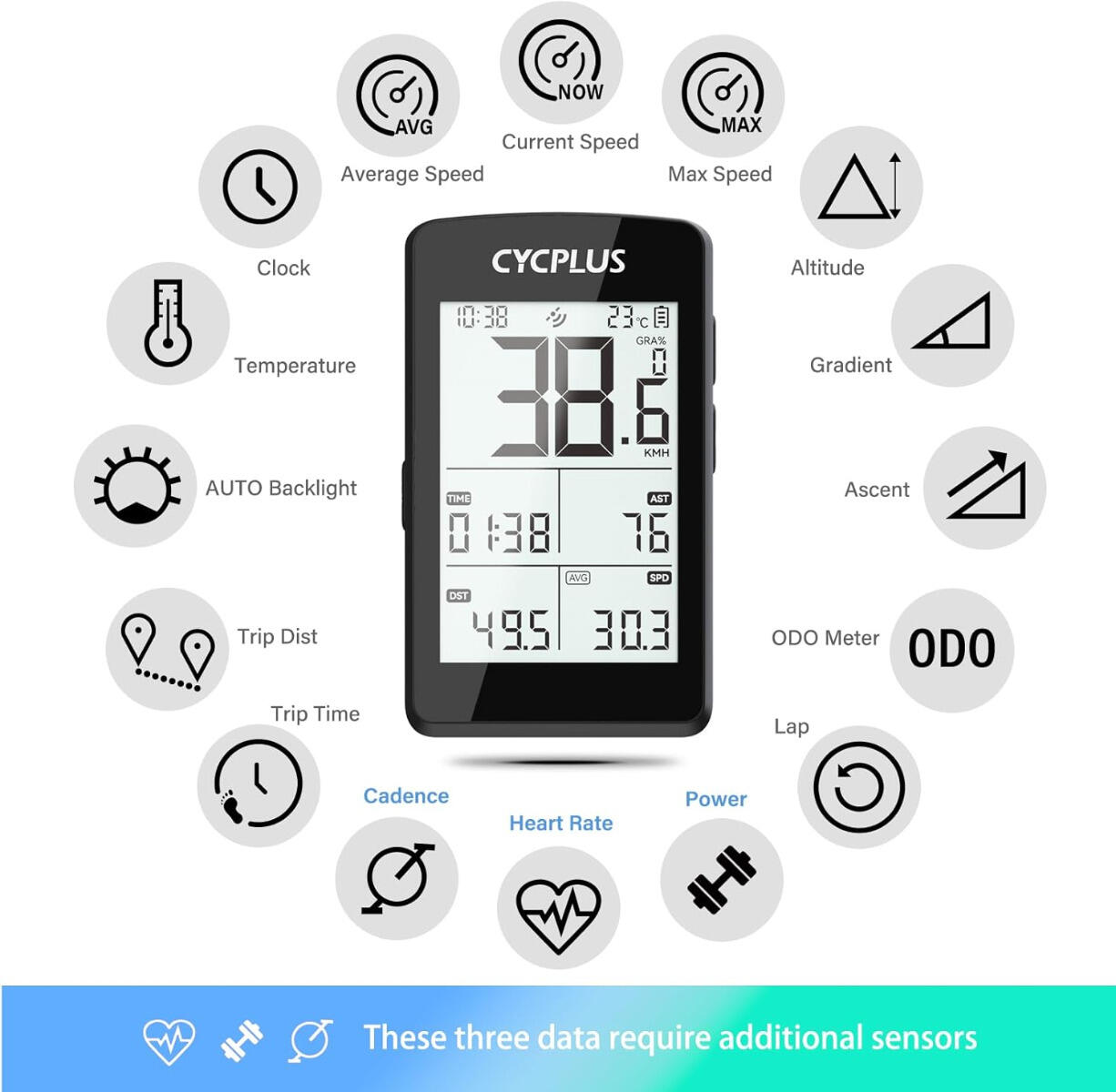 Fahrradcomputer M3 GPS Kabellos mit LCD-Bildschirm 6/6