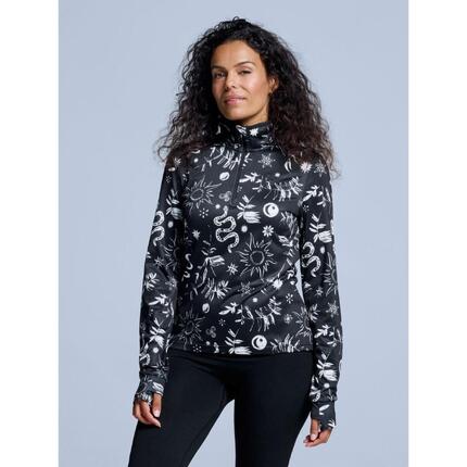 Bluza narciarska - Damska - Cabin Life - Czarny wielokolorowy