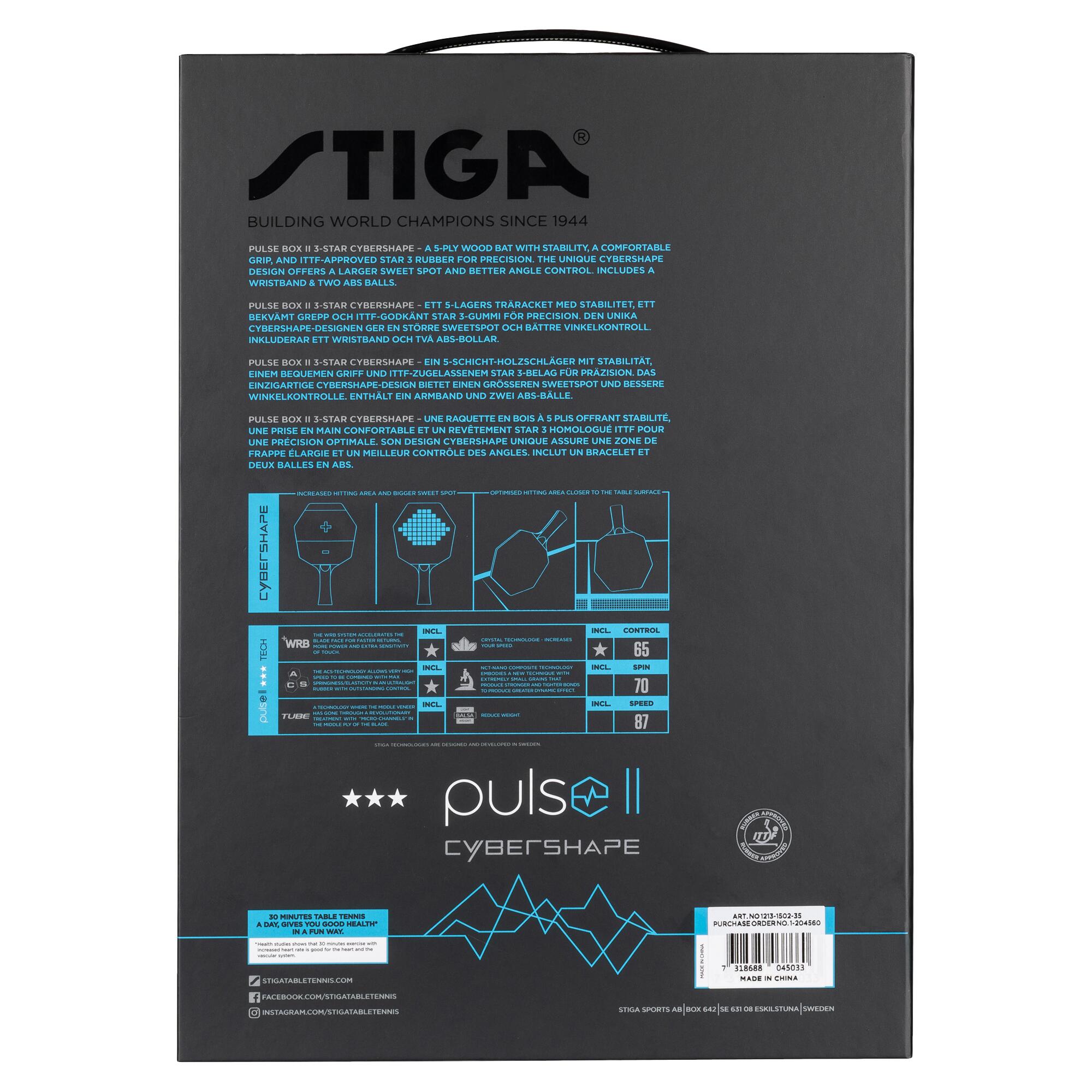 Ensemble de tennis de table STIGA Pulse II Cybershape, 3 étoiles 3/4