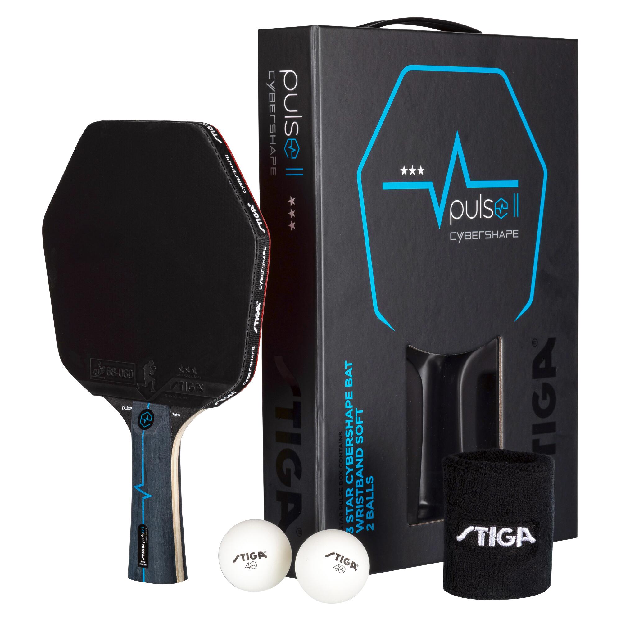 Stiga - Ensemble De Tennis De Table Stiga Pulse Ii Cybershape, 3 Étoiles - Raquette De Tennis De Table - Noir - Concave - Decathlon
