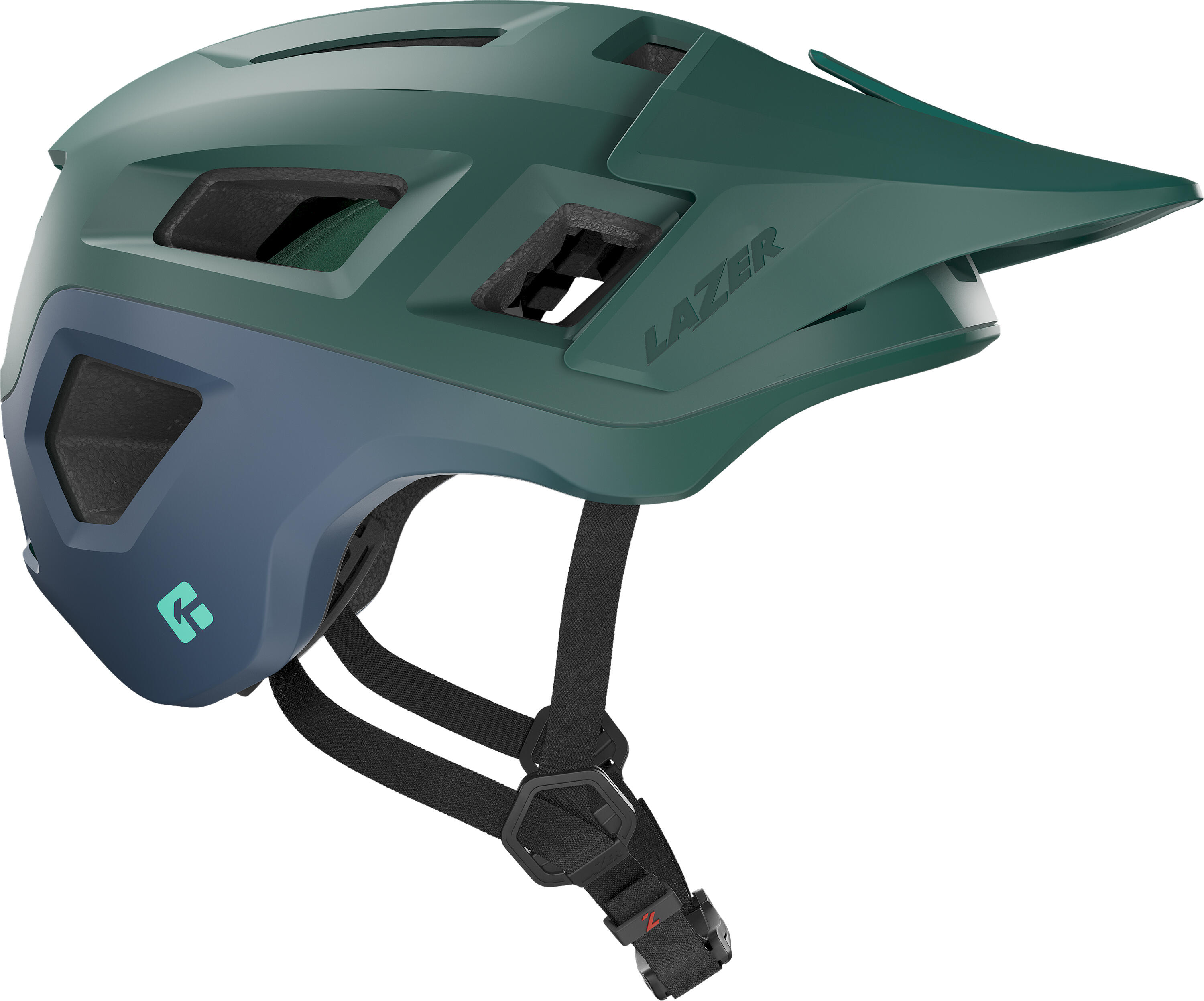 Kask MTB Coyote KinetiCore, zielono-niebieski