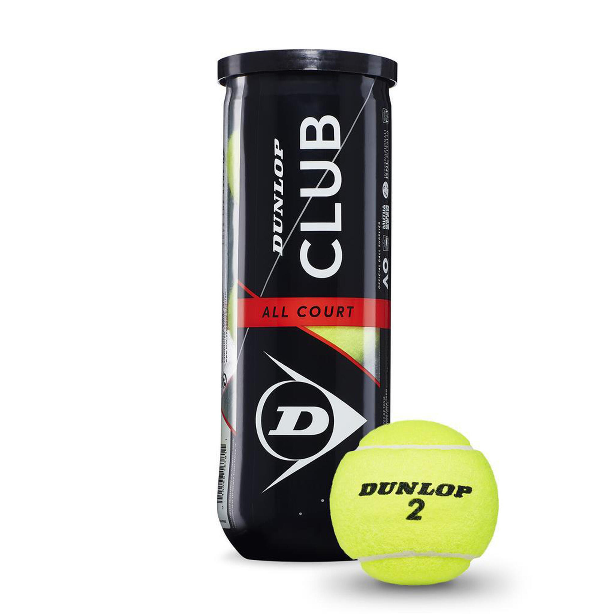 Dunlop - Tube De 3 Balles De Tennis Dunlop Club - Balle De Tennis - Jaune - Taille Unique - Decathlon