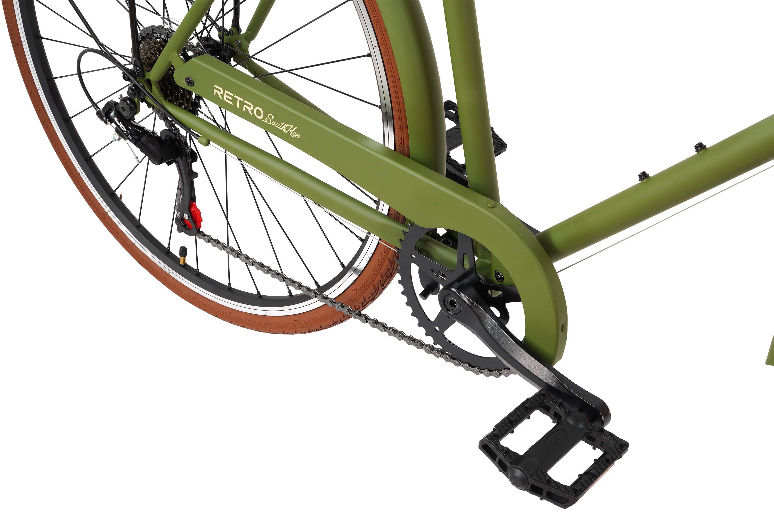 Southken - Vélo de Ville 28", Classique, Selle Confort, 7 vitesses. Olive 4/7