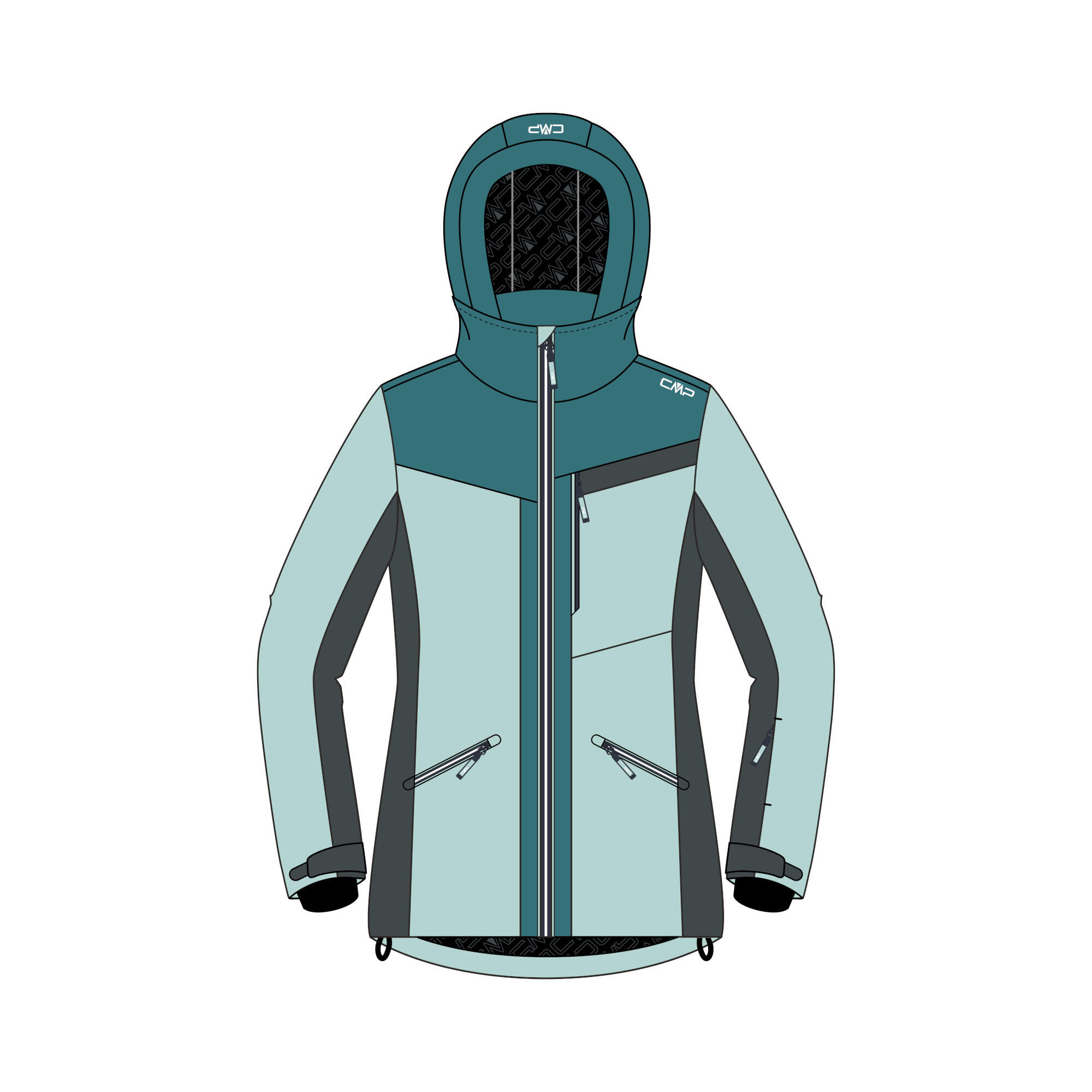 CMP Long hooded ski jacket for girls CMP