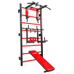 Jeu multifonctionnel : espalier de gym, barre de traction à dips et banc