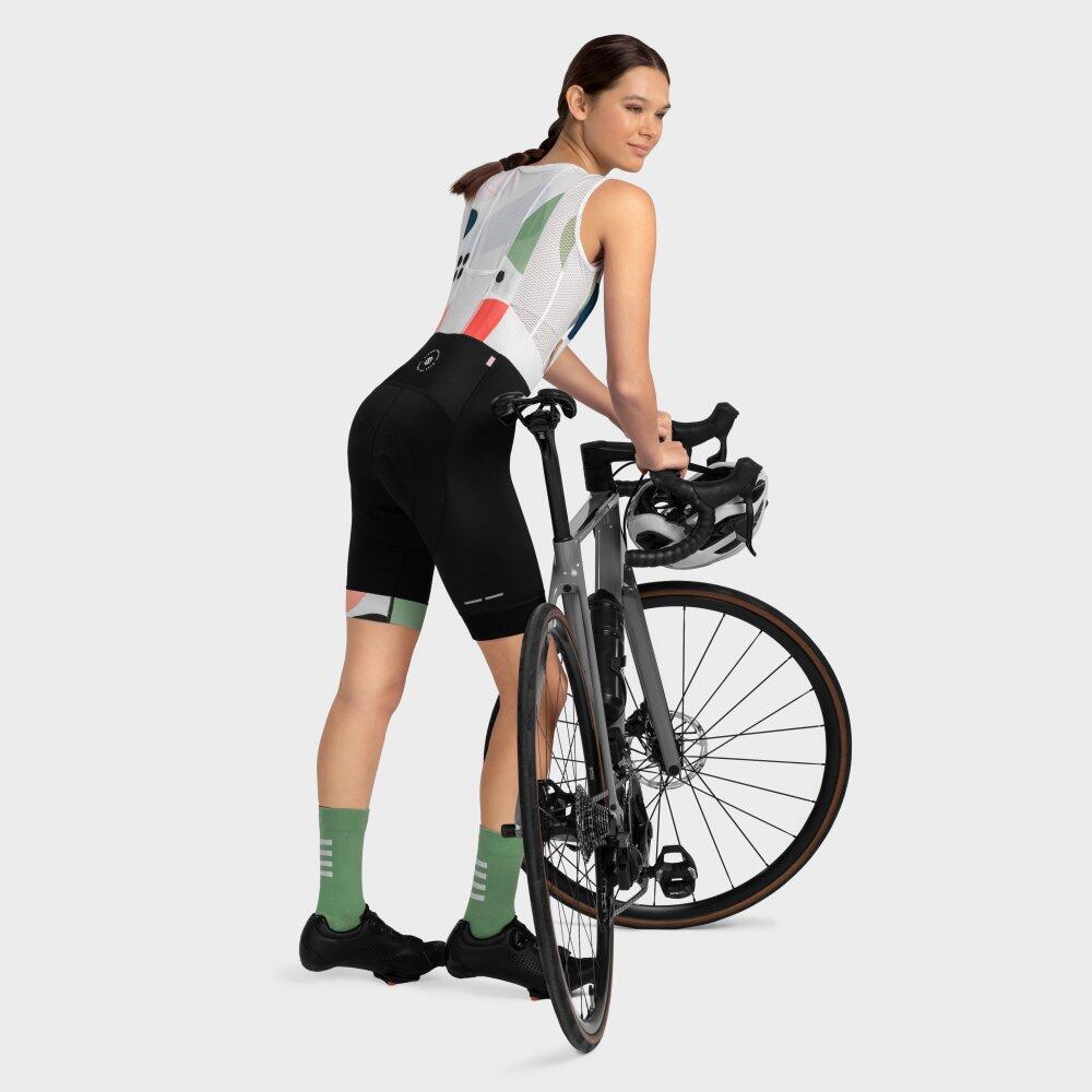 Damen Radsport kurze fahrradträgerhose für BX Veluwe Schwarz 4/7