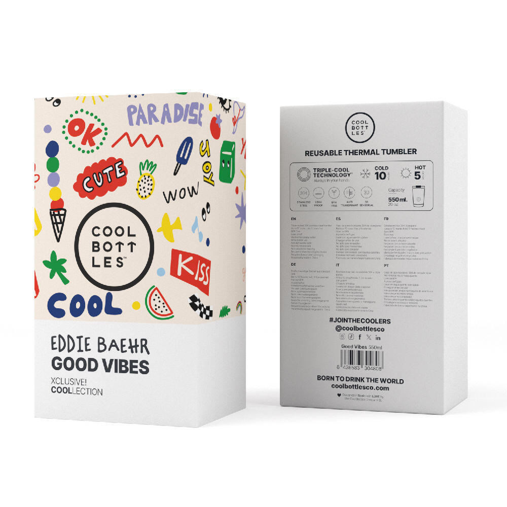 Vaso Térmico de acero Inox. Con envío gratis. Good Vibes de Eddie Baehr 550 ml. 6/6