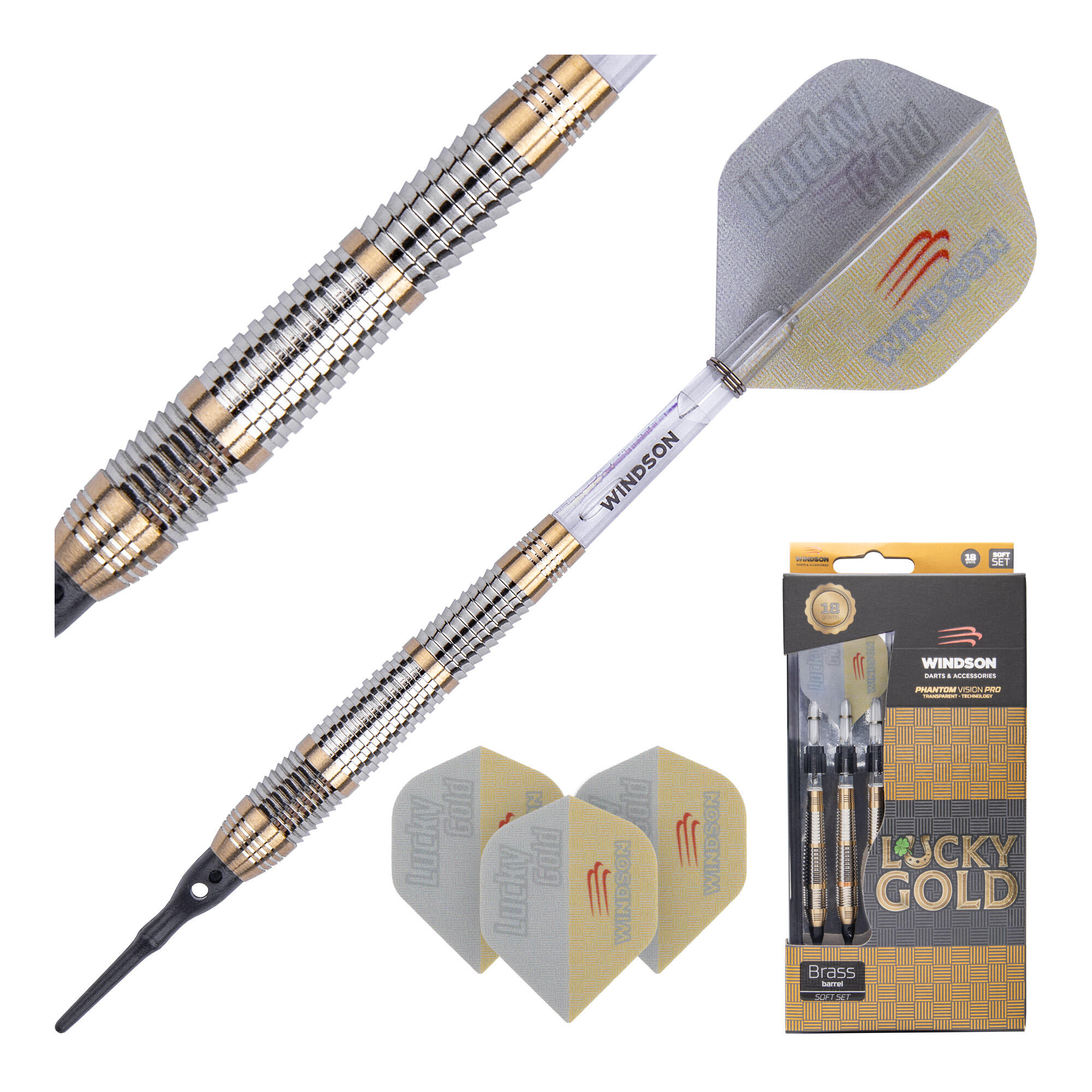 Set di freccette LUCKY GOLD 18g Ottone - Soft 2/5