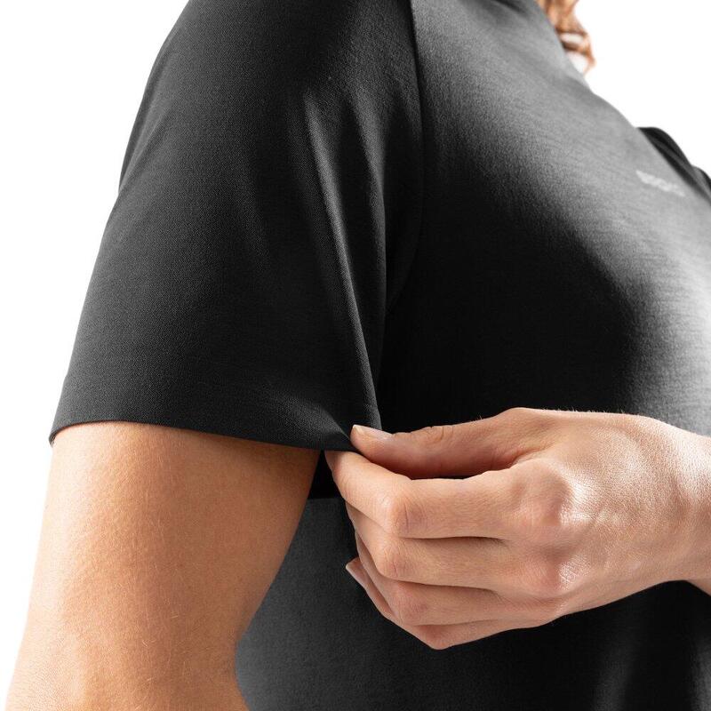 Femei de formare cu mânecă scurtă T-shirt Plan Negru
