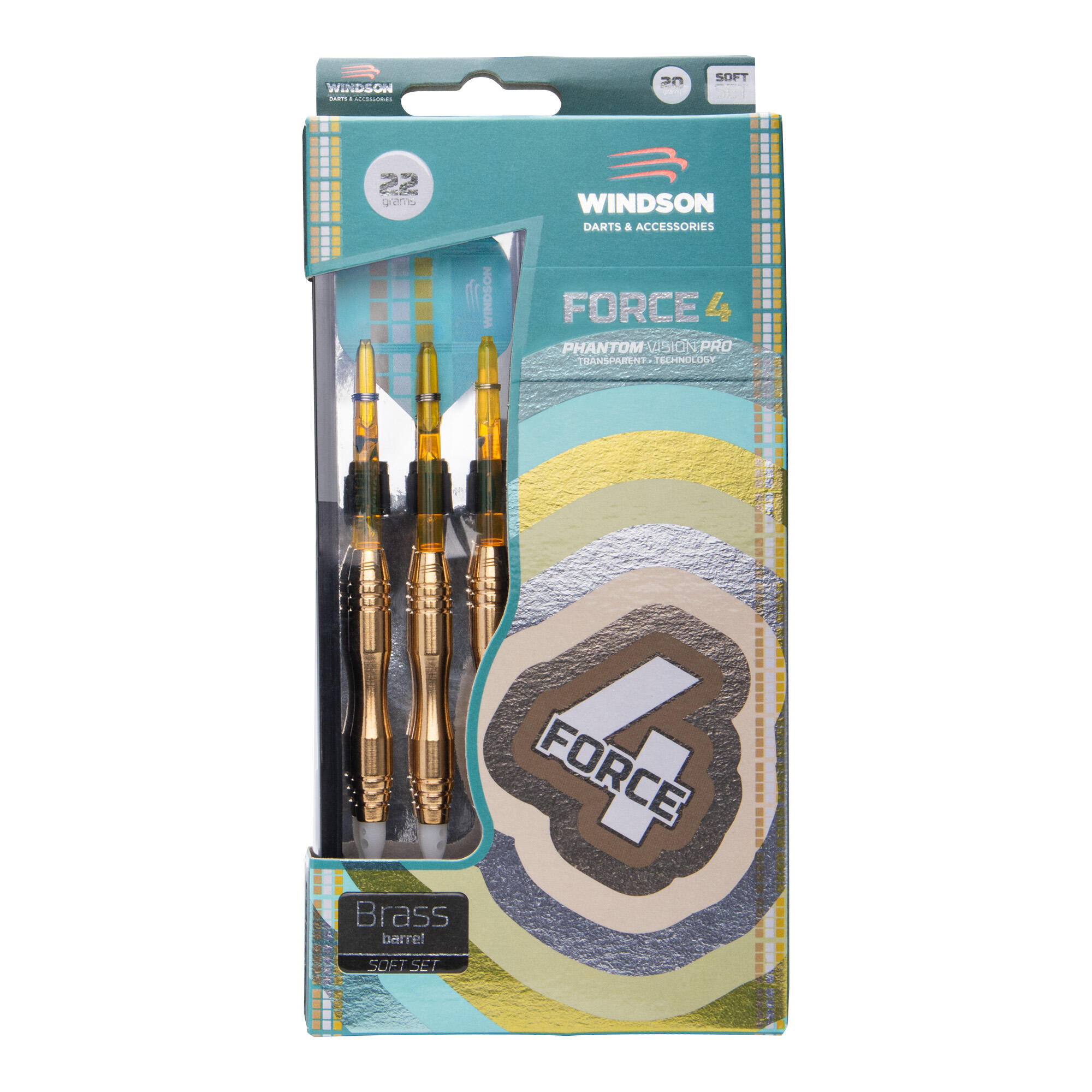 Set dartpijlen FORCE 4 20g Brass - Soft 3/5