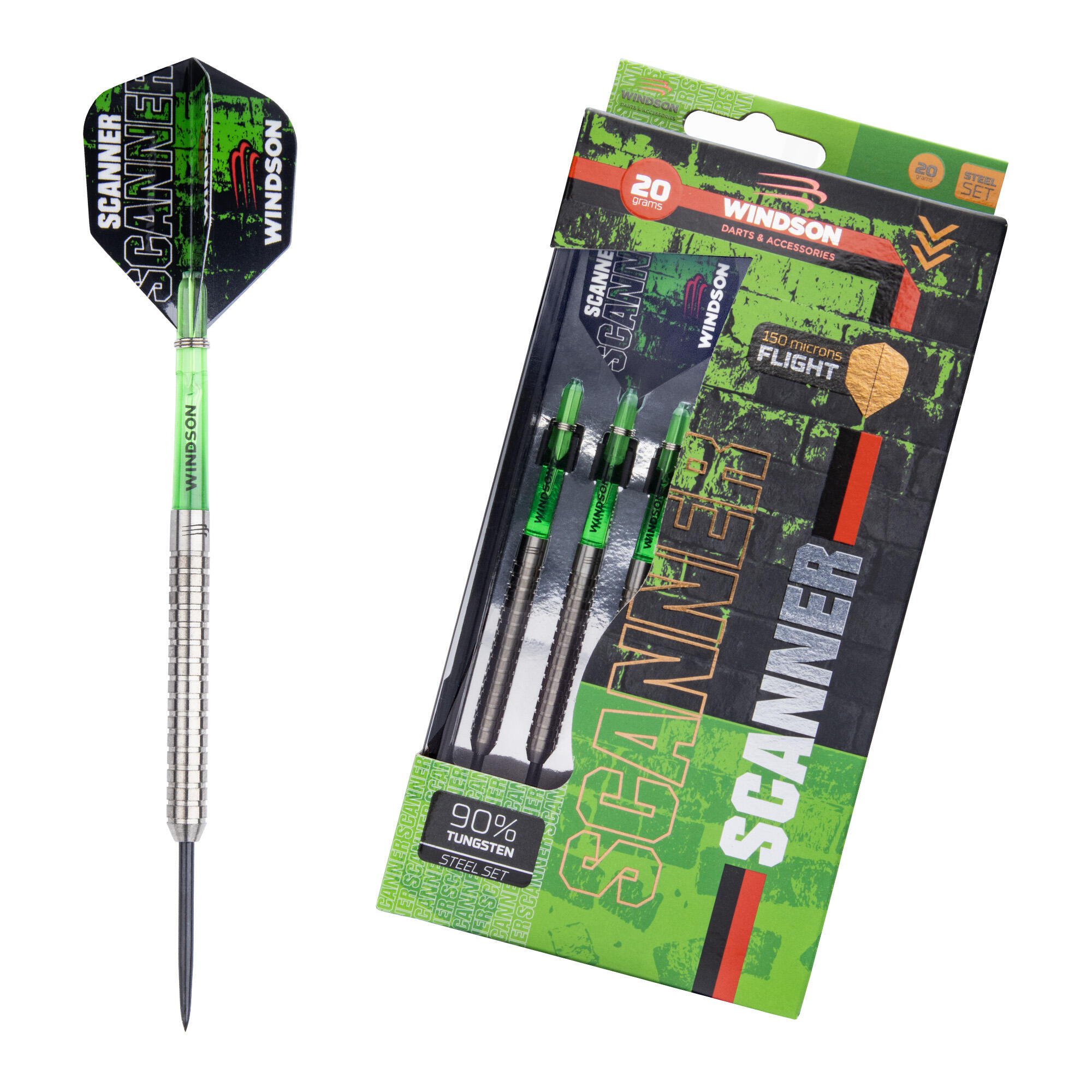WINDSON Set šipek SCANNER GREEN 20g Tungsten - Steel