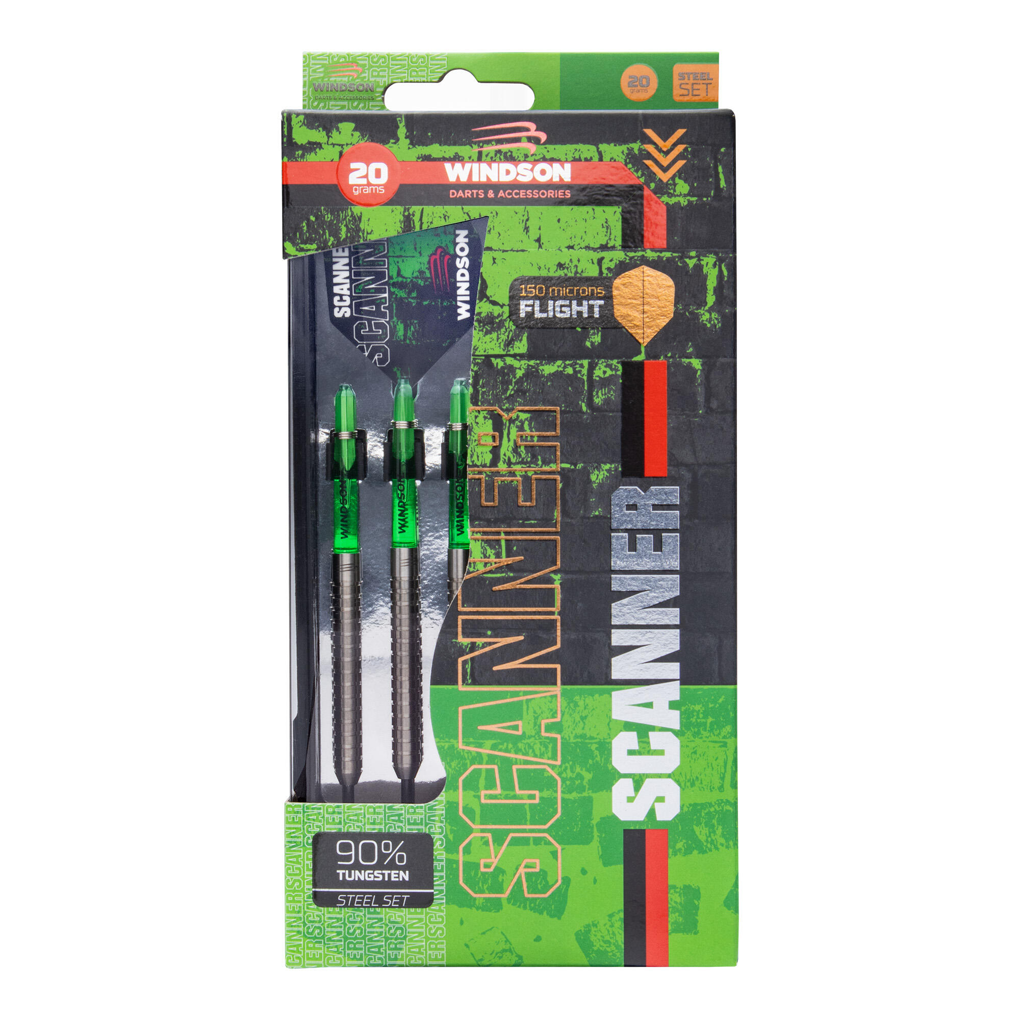 Juego de dardos SCANNER GREEN 20g Tungsteno - Steel Tip 3/5