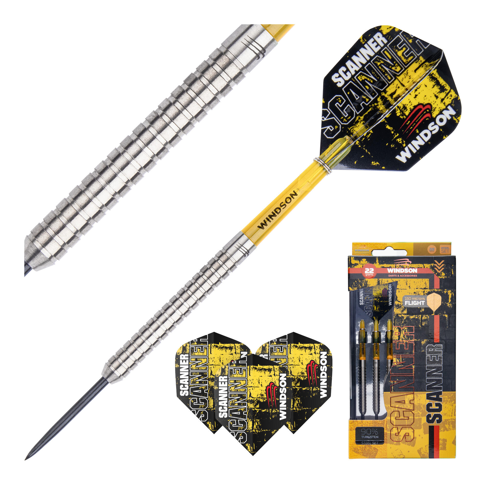 Dart-Set SCANNER YELLOW 22g Tungsten – Steel 2/5