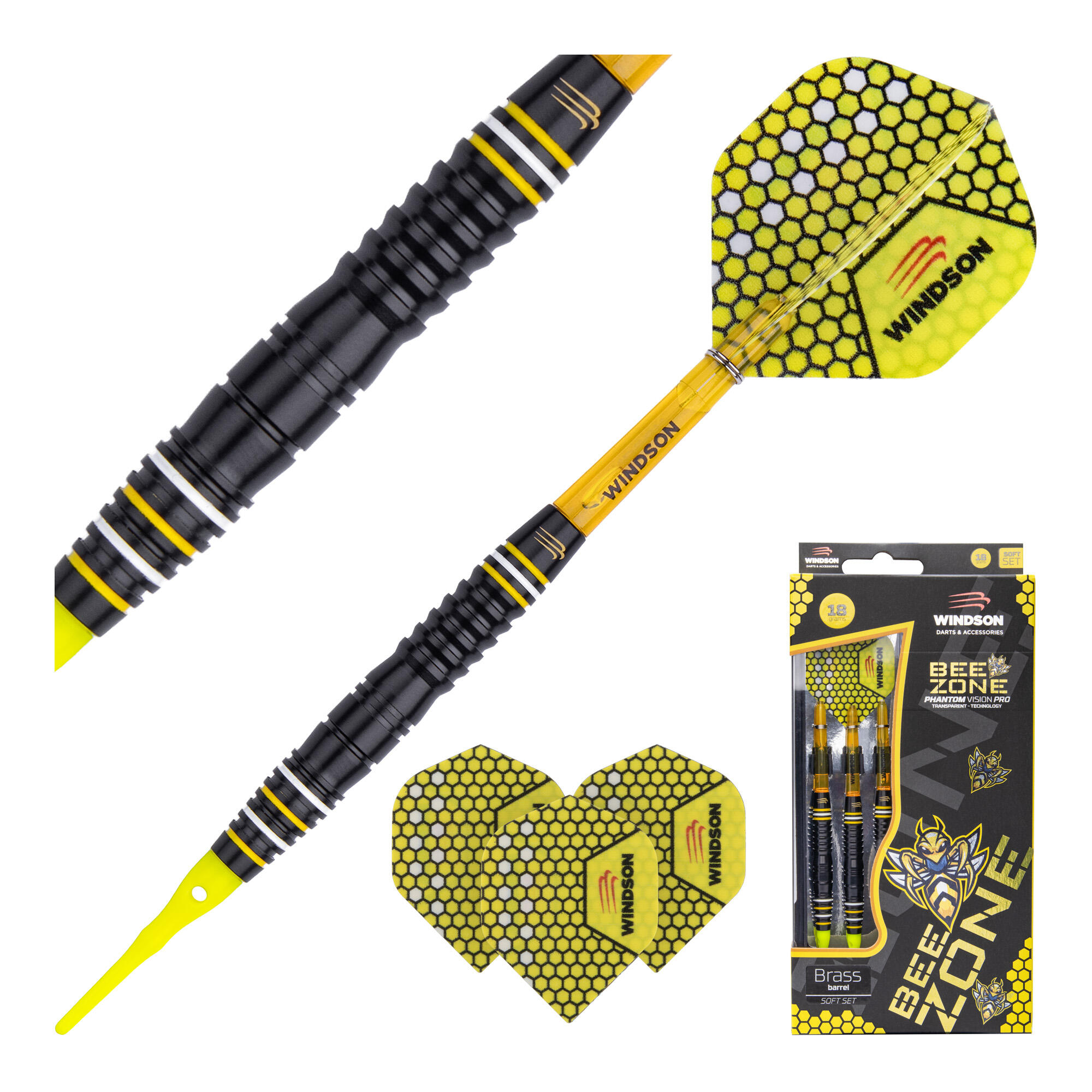 Set de fléchettes BEE ZONE 18g Laiton - Pointe plastique 2/5