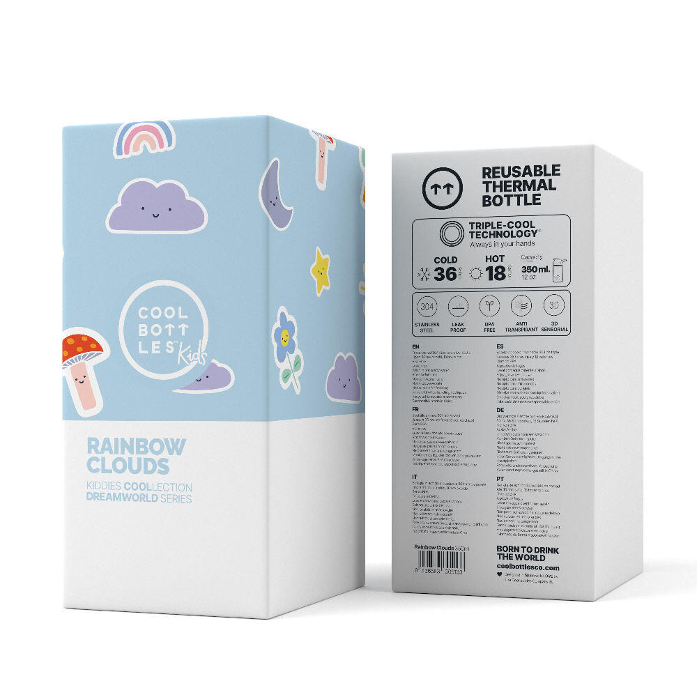 Botella Térmica para niños Cool Bottles. Con envío gratis. Rainbow Clouds 350ml 4/5