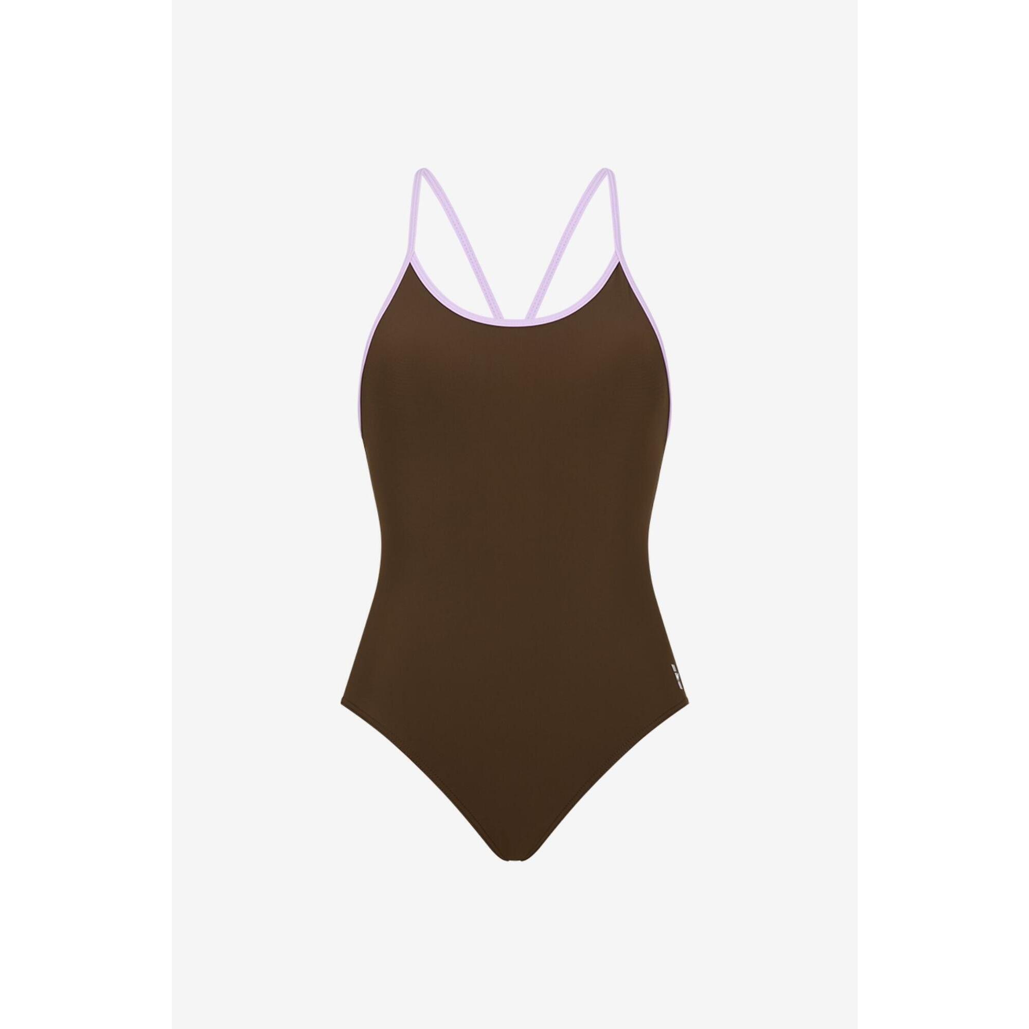 Wallien - Maillot De Bain À Dos Nageur Pour Femme Pour La Natation, Le Surf (kite) - Brun - Maillot De Bain 1 Pièce - Marron - 40 M - Decathlon