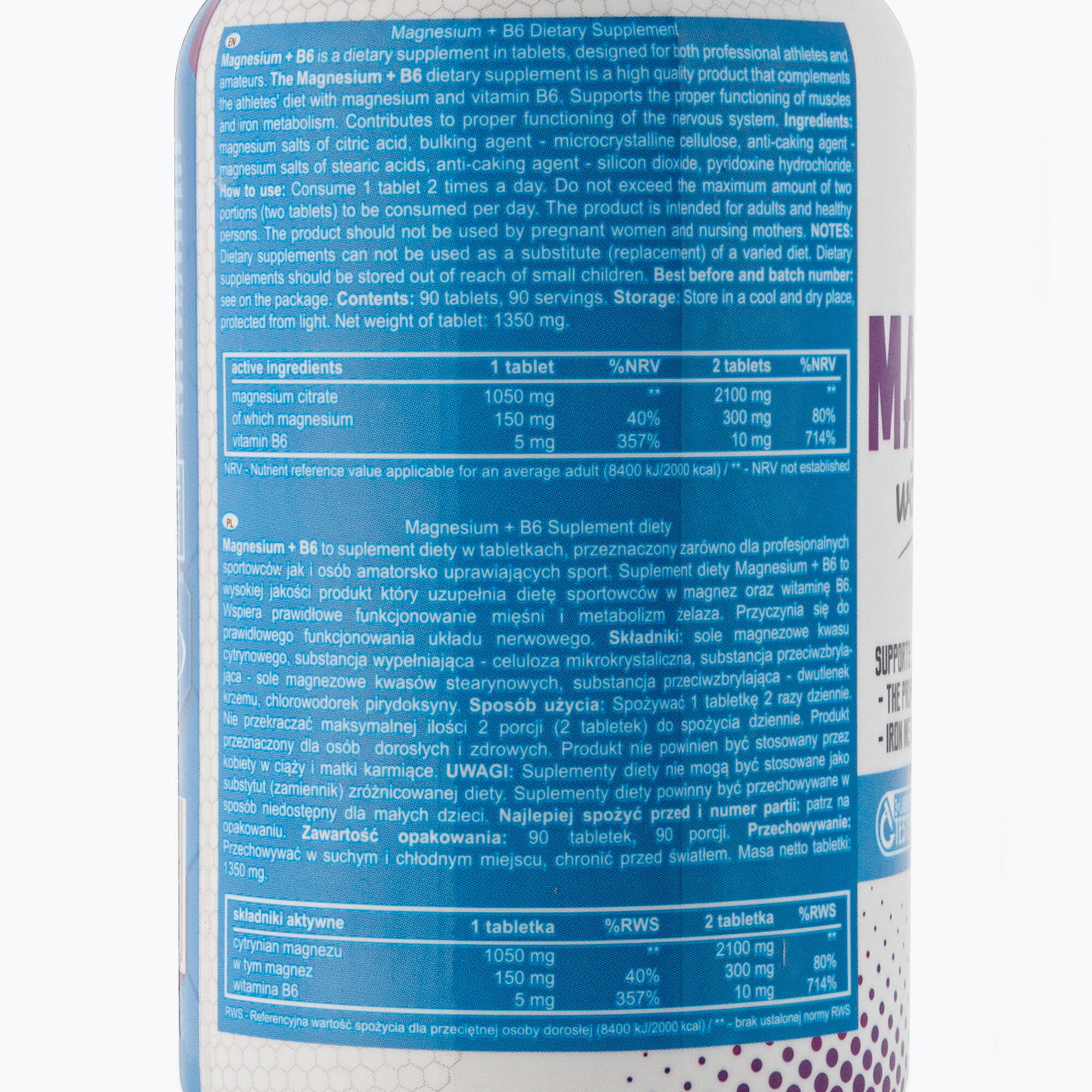 Witaminy i minerały REAL PHARM Magnesium+ B6 90tabs Magnez 2/4