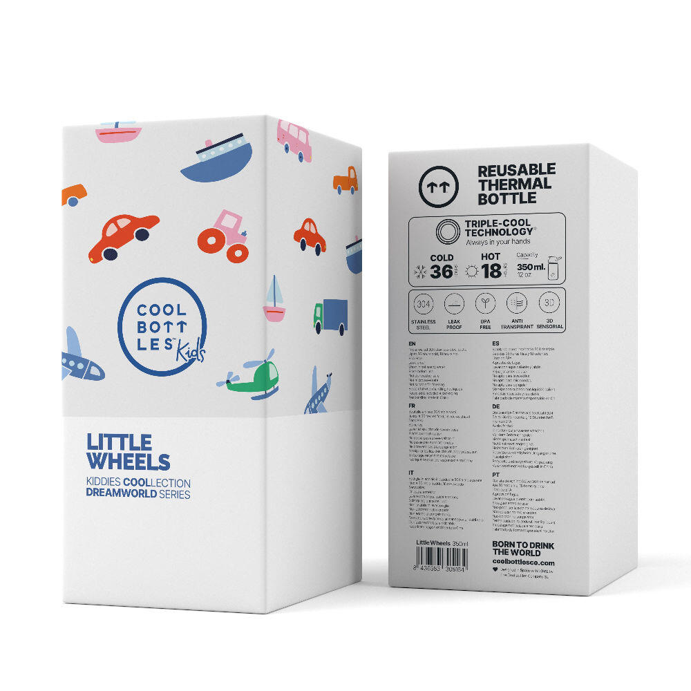 Botella Térmica para niños Cool Bottles. Con envío gratis. Little Wheels 350ml 4/5
