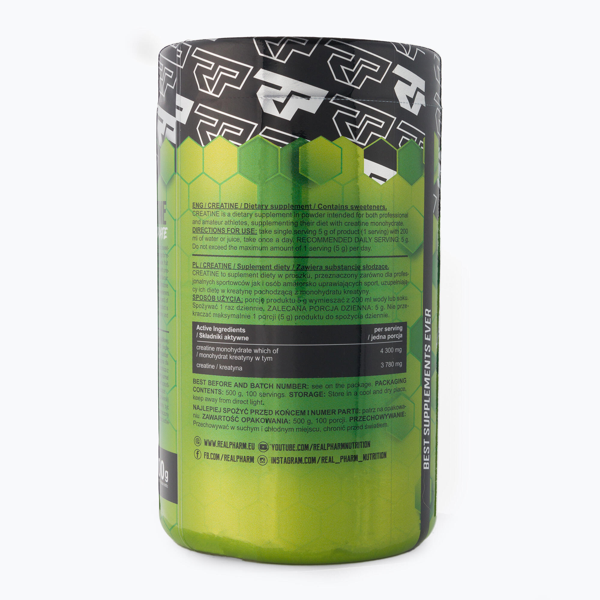 Kreatyna Real Pharm Creatine Monohydrate 500g Lemon 2/4