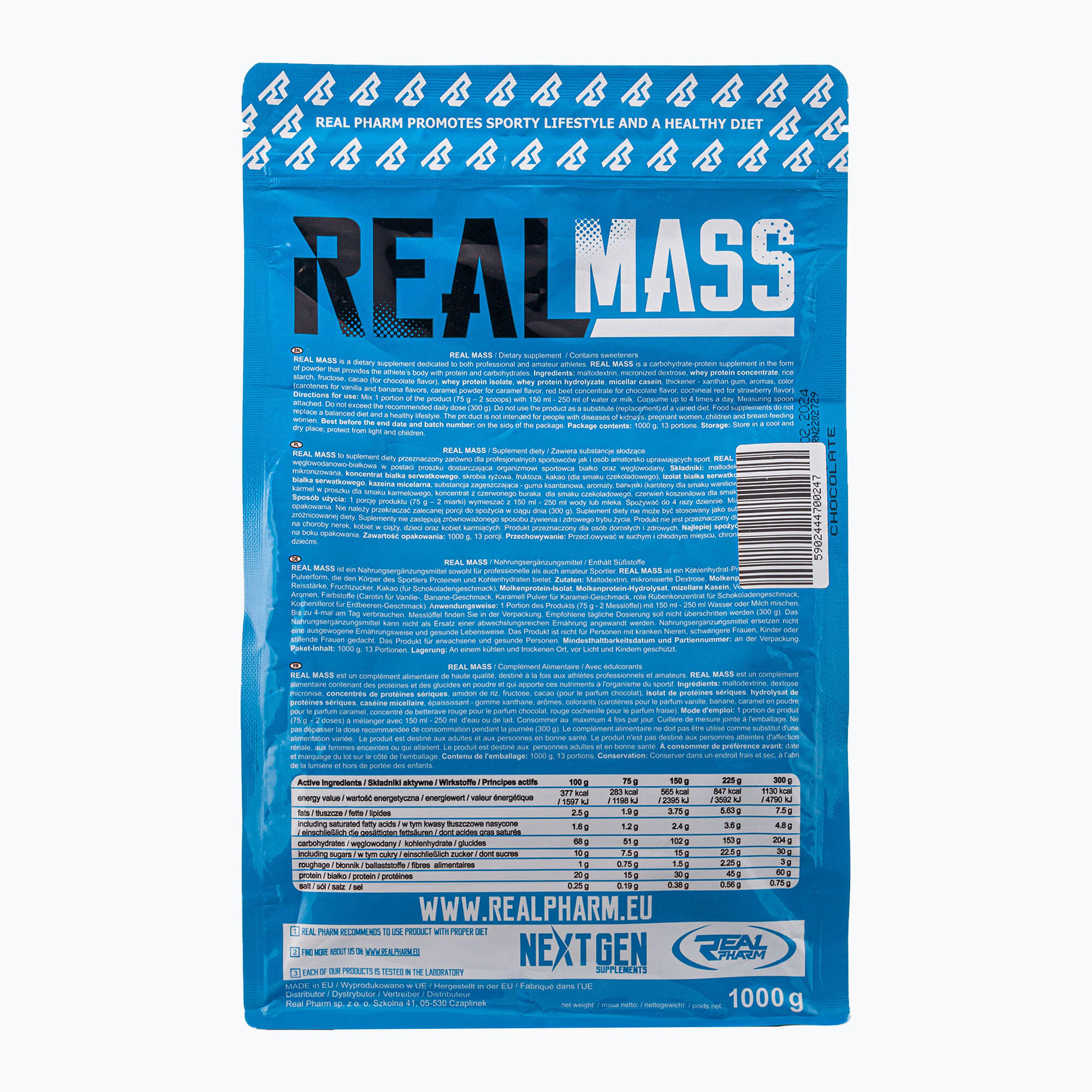 Odżywka na masę (Gainer) Real Pharm Real Mass 1000g 2/4