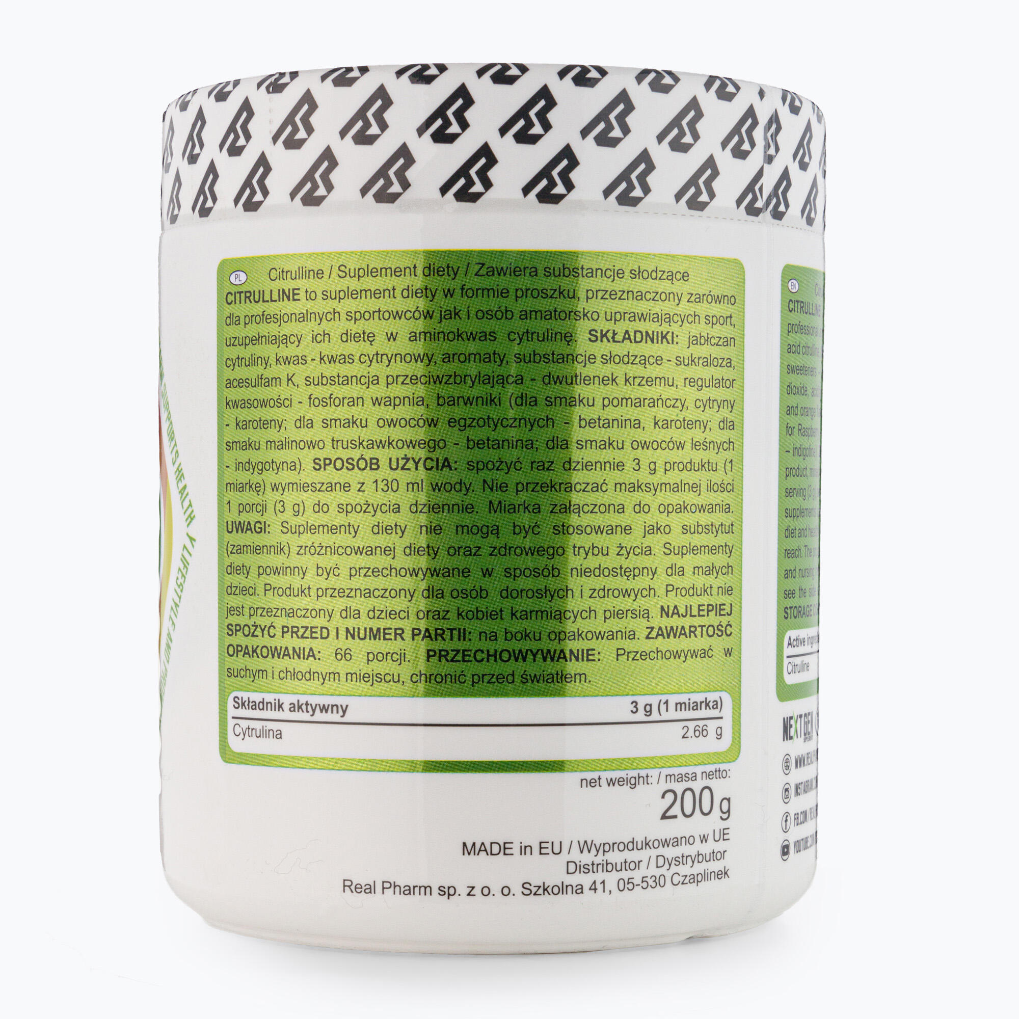 Boostery Azotowe Real Pharm Citrulline 200g Lemon Orange 3/4