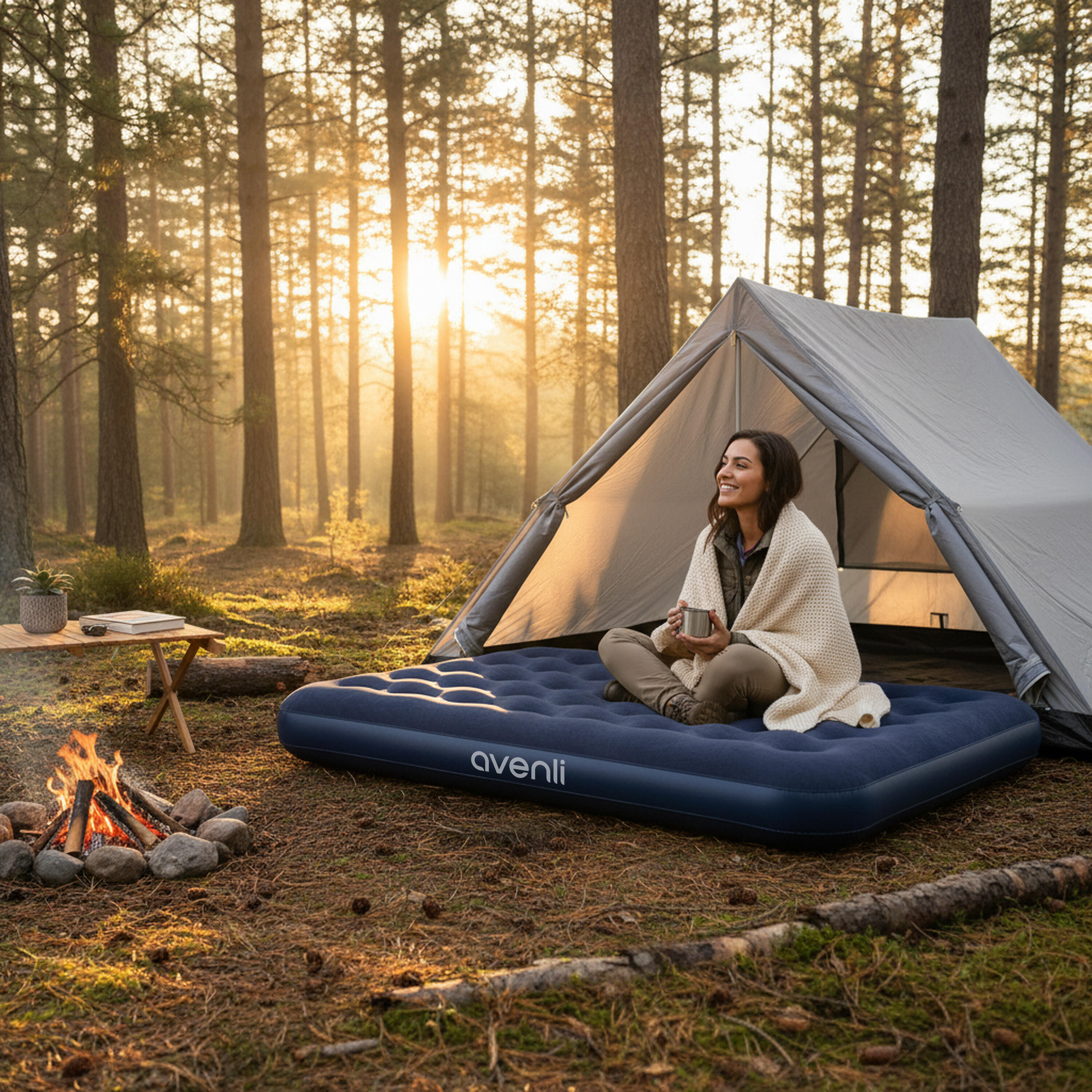 Aufblasbares Campingbett / Luftmatratze Blau 191 x 137 x 22 cm 2/7
