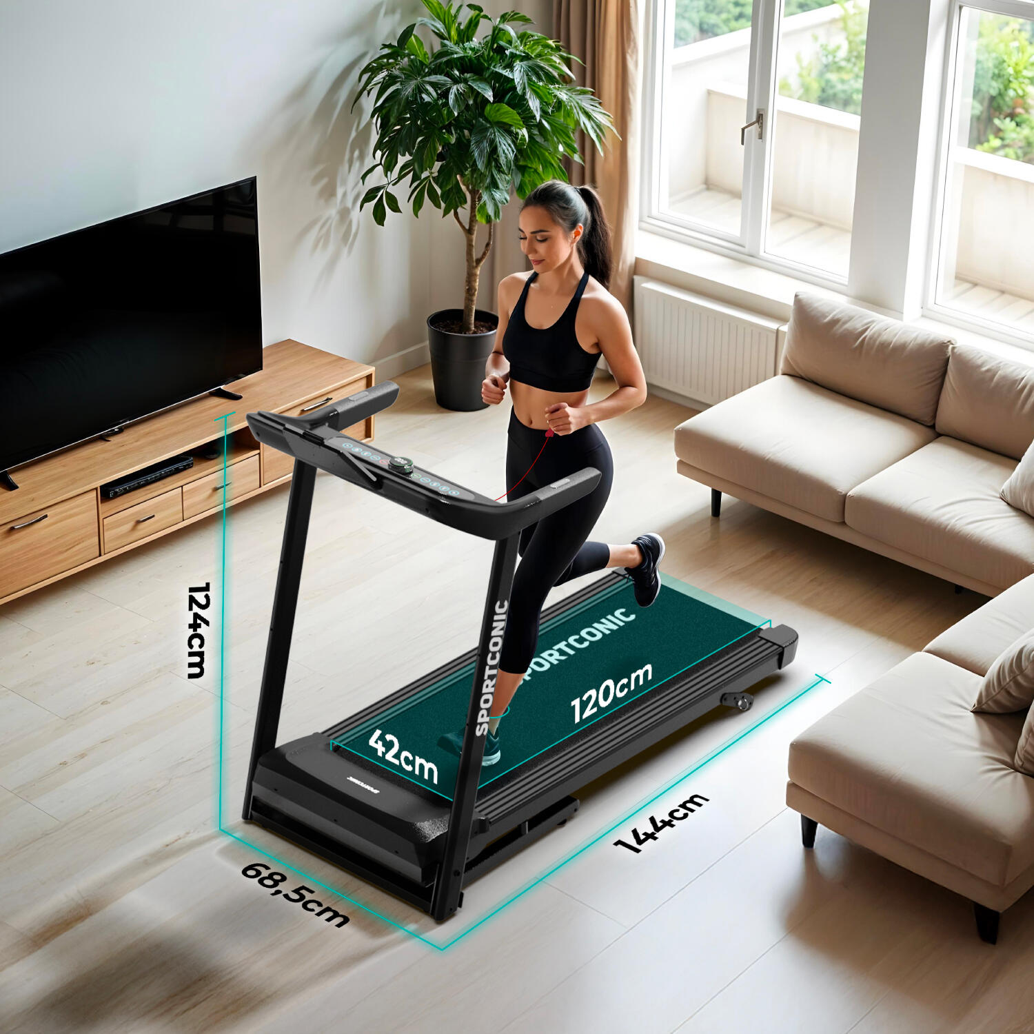 Sportconic T155 Loopband 1-14km/u, Inklapbaar, 12 programma's 6/7
