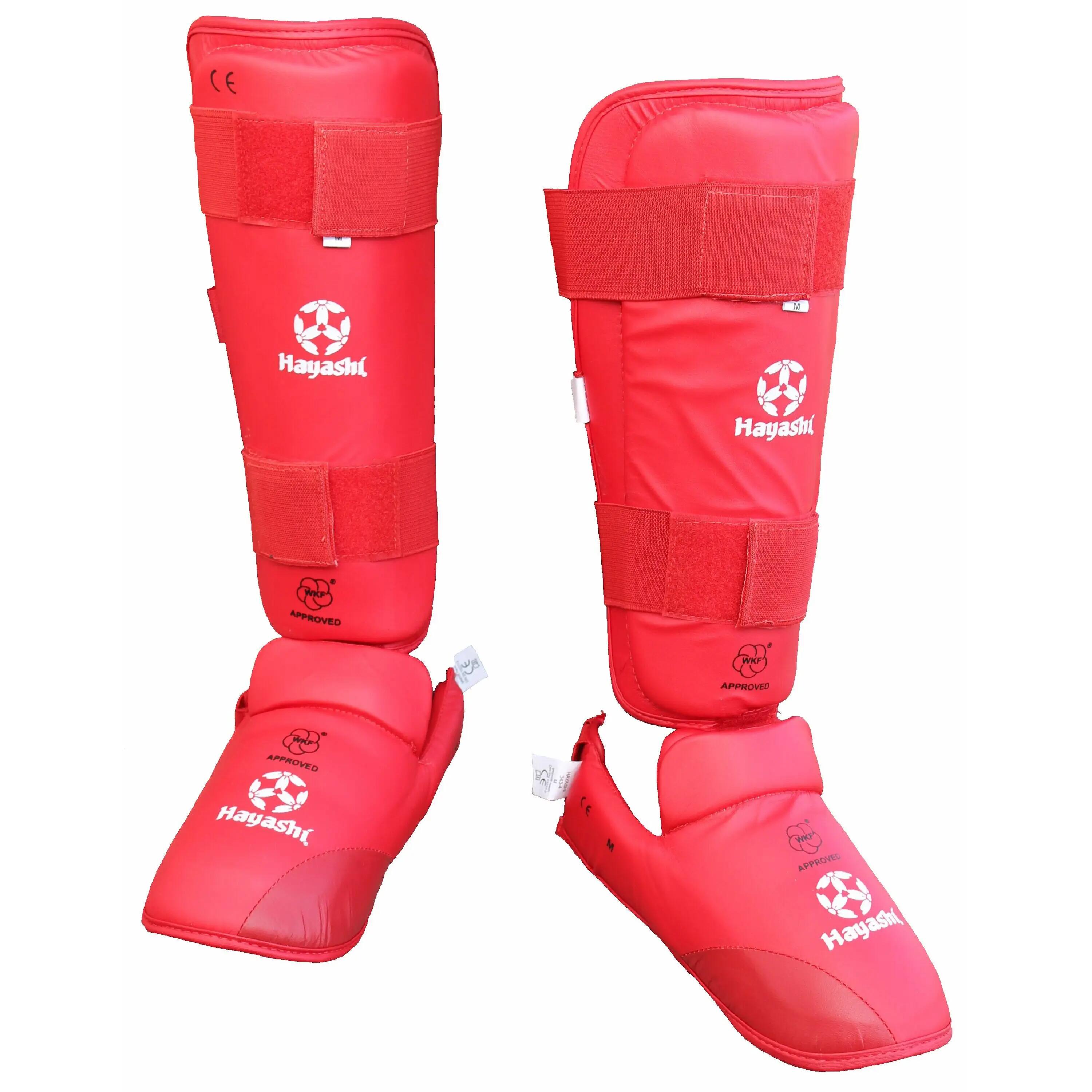 Protecție pentru gambe cu protecție pentru picior, WKF, Hayashi, Karate, roșu 2/6