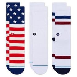 Lot de 3 The Americana Crew — Chaussettes mi-mollet, 75% coton