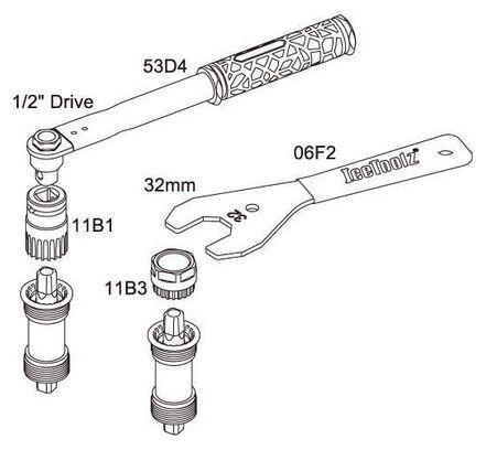 Chave de caixa IceToolz ISIS/Shimano 20 estrias, hex 32 mm 2/2