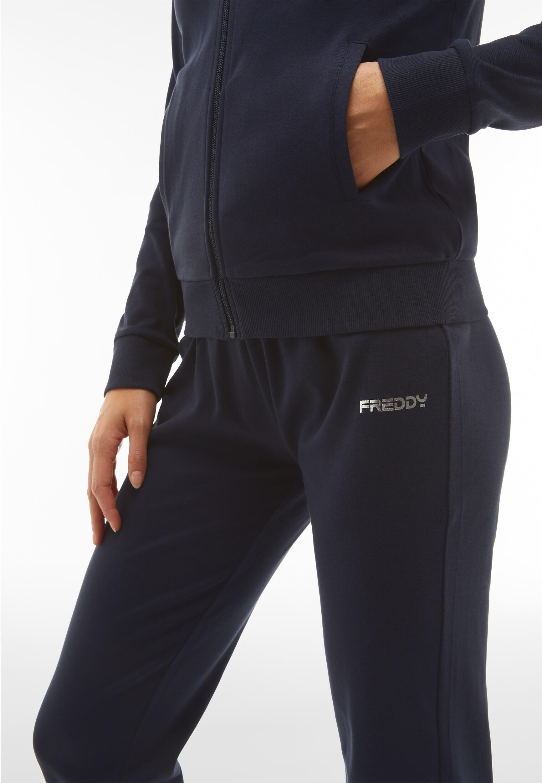 Tuta sportiva in interlock con felpa collo alto e zip 5/5