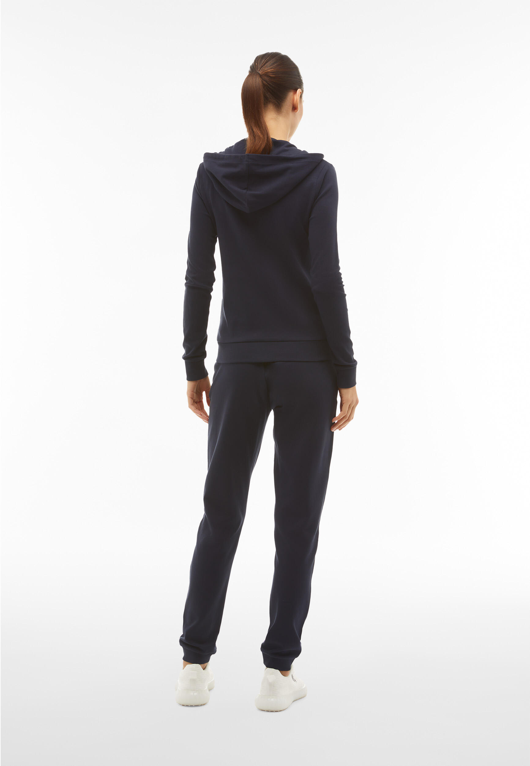 Tuta sportiva in interlock con felpa cappuccio e zip 3/5