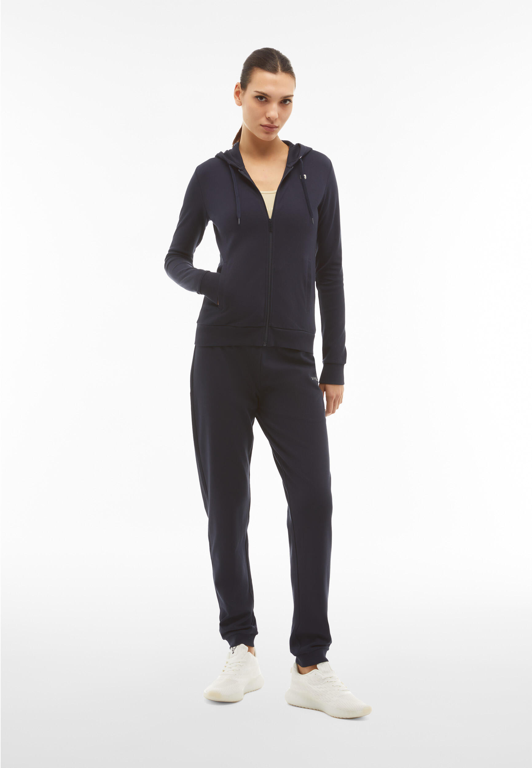 Tuta sportiva in interlock con felpa cappuccio e zip 2/5