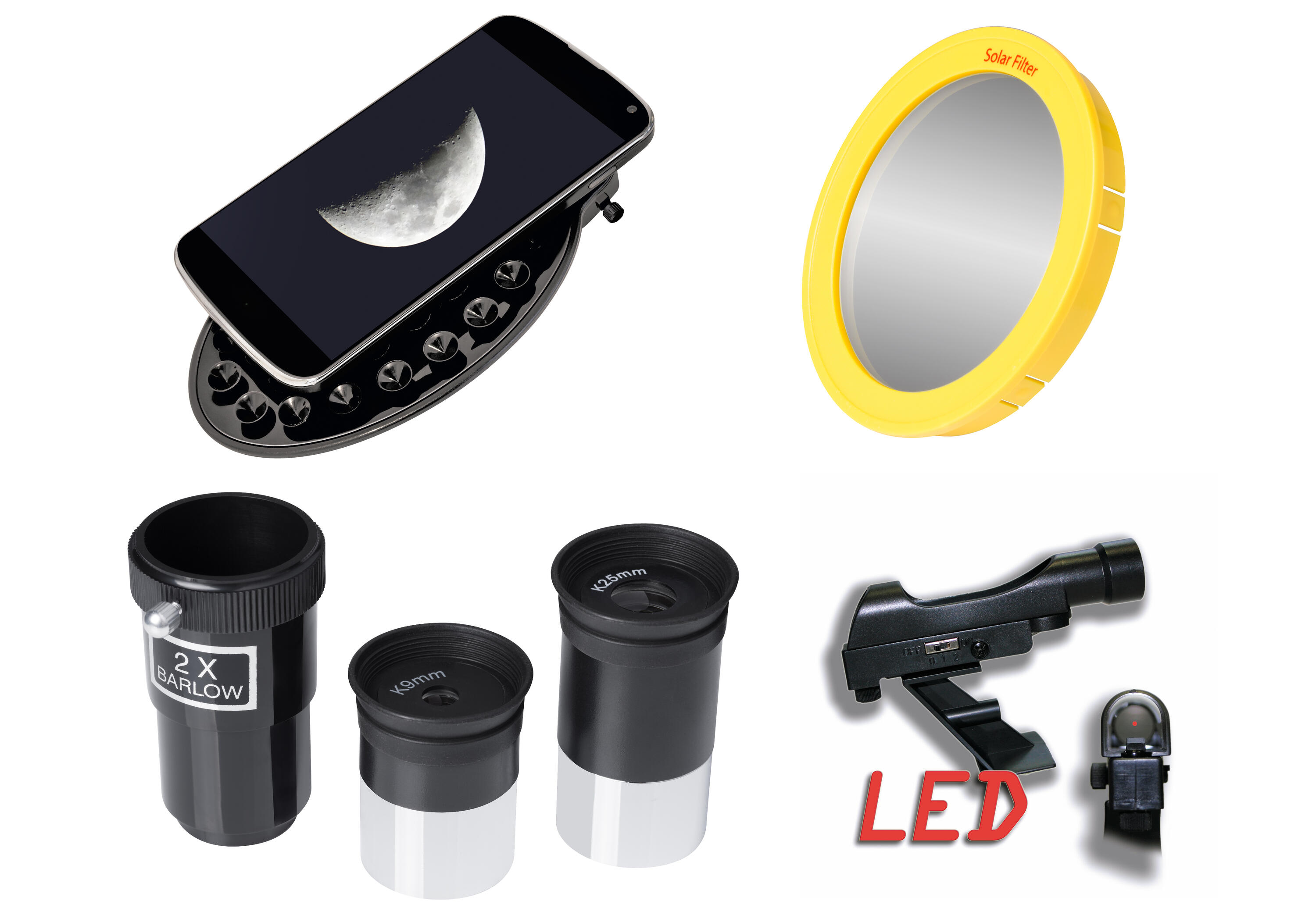 BRESSER Solarix AZ 114/500 Kit de Iniciación de Telescopio con Diseño de Carbono 3/7