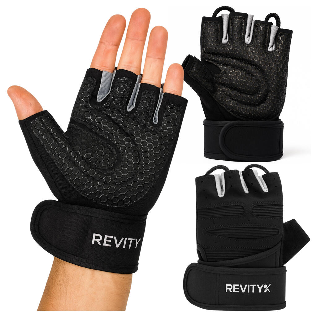 Фитнес ръкавици Revity с опора за китка и халки, размер M