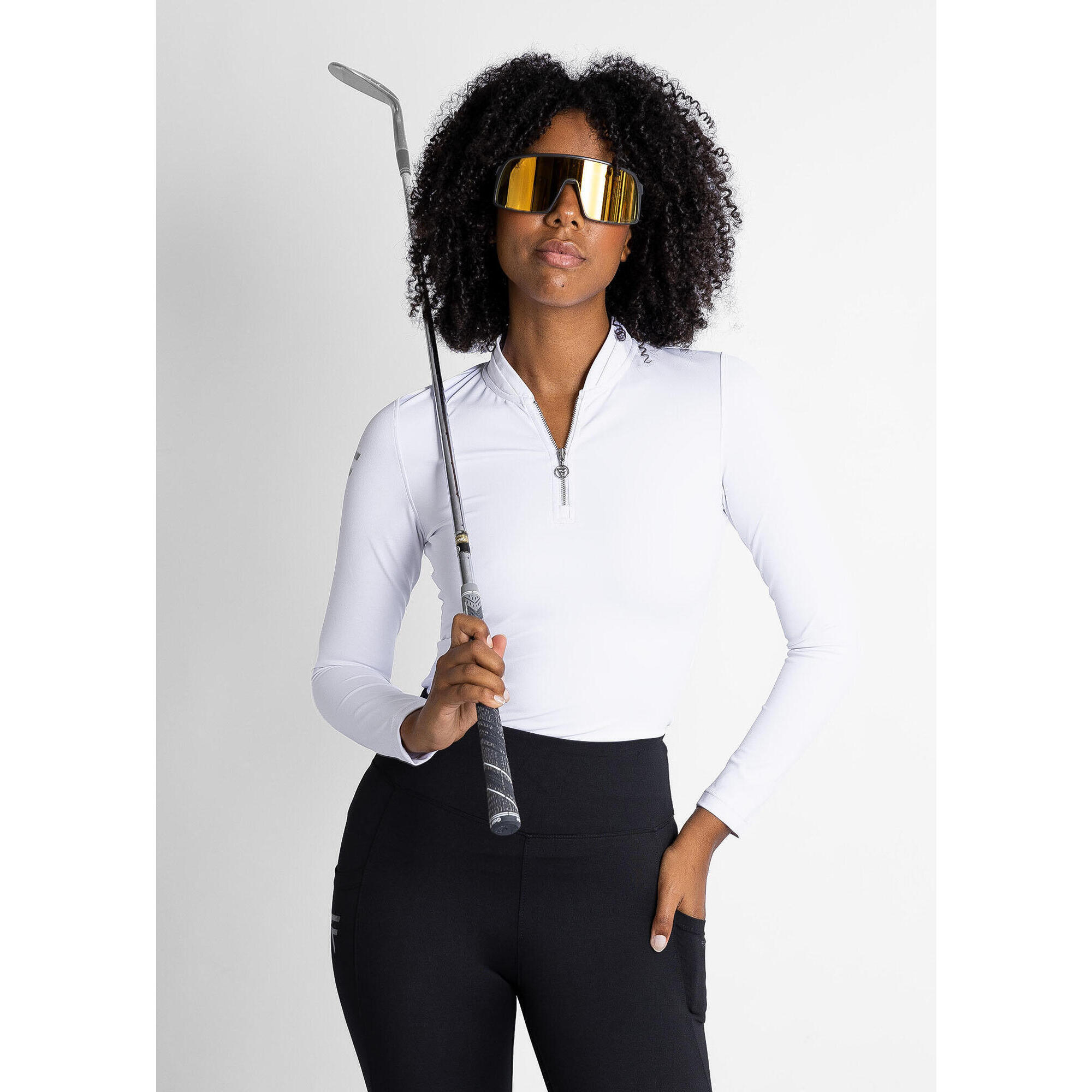 Flairway Golf - Polo De Golf Technique Femme Cypress Manches Longues – Respirant Et Extensible - Chemise Manches Longues - Blanc - Decathlon
