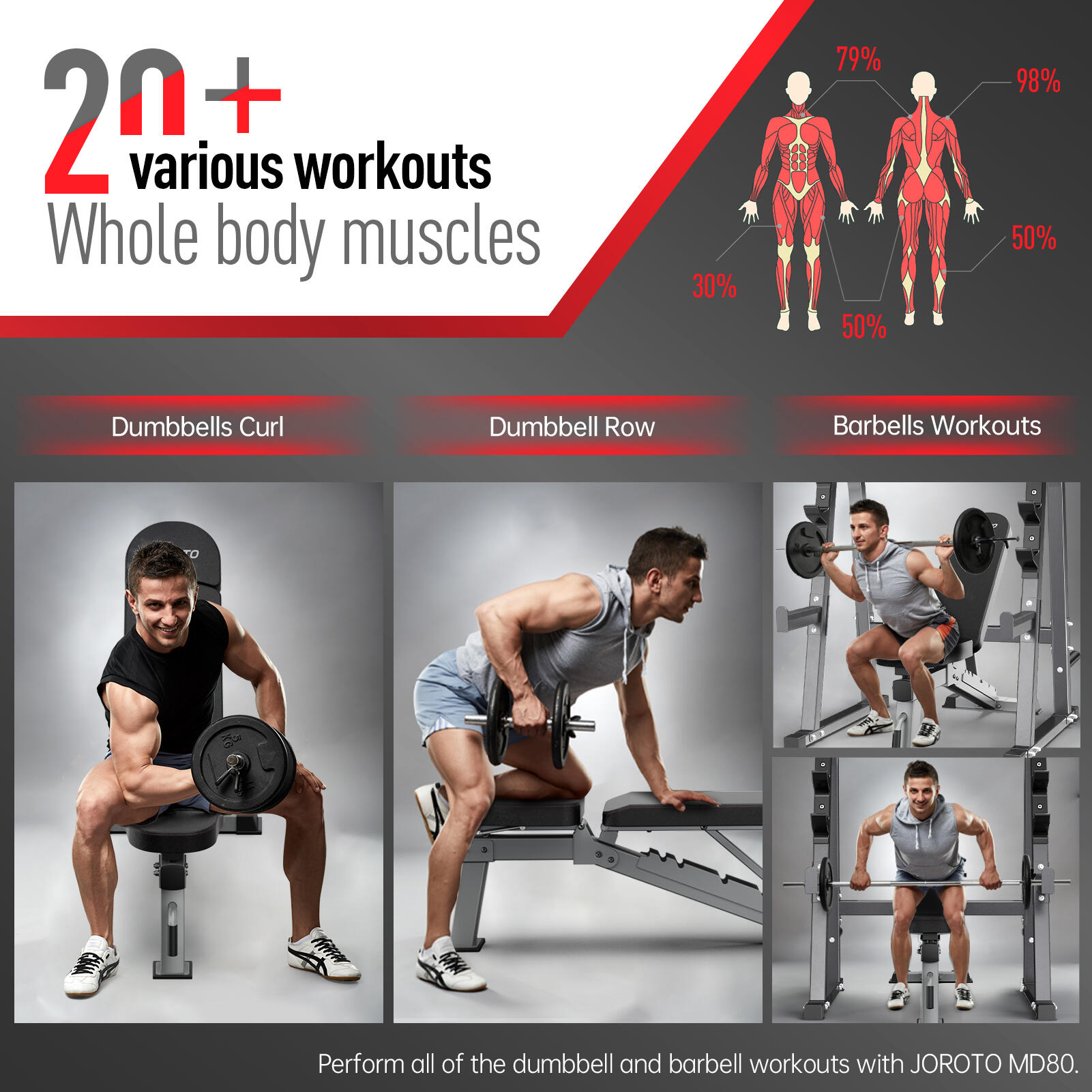 MD80 Banc de Musculation Banc Réglable Pour L'entraînement 6/7