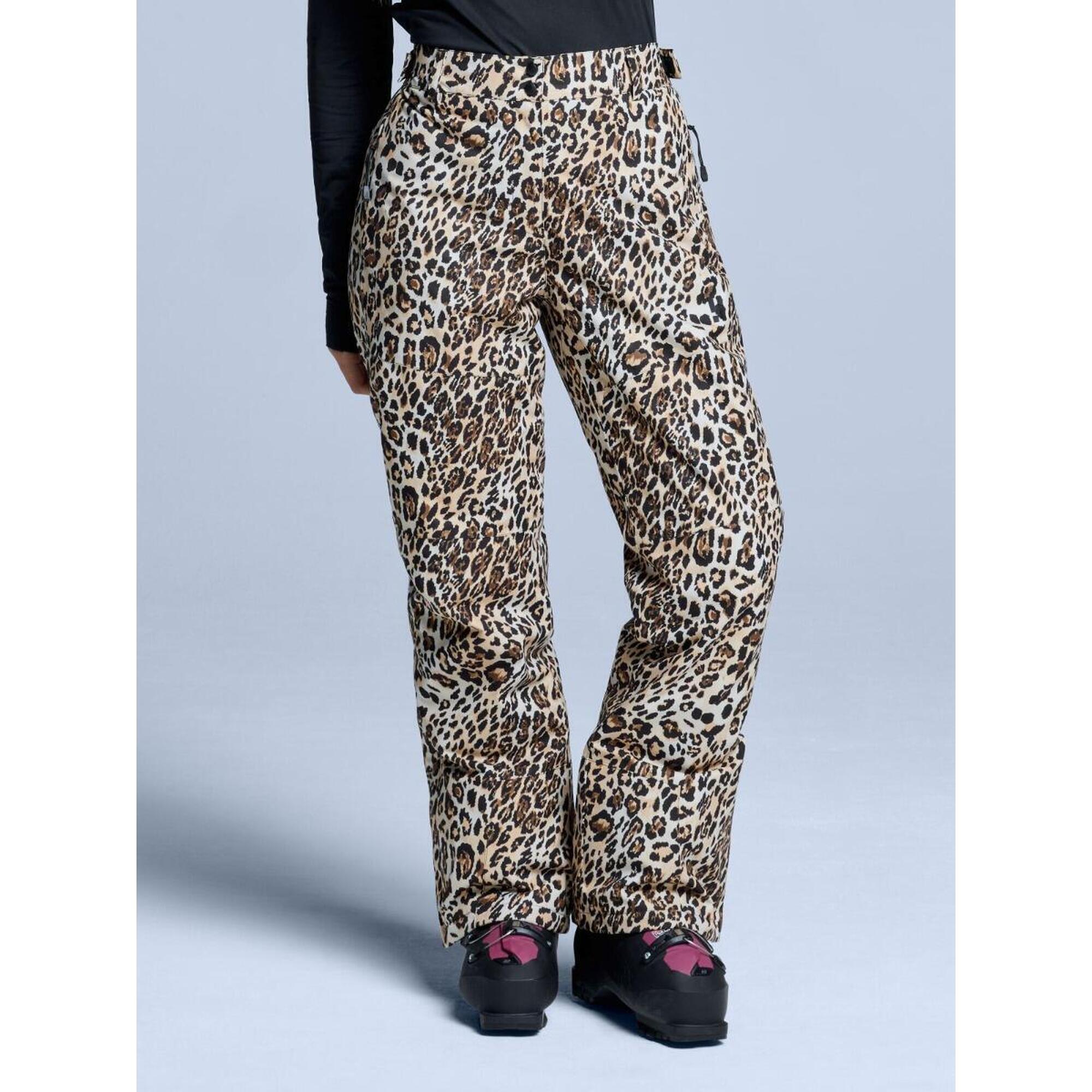 Poederbaas - Pantalon De Ski - Femme - Arty - Isolé 2l - Imprimé Léopard - Pantalon De Ski - Marron - Decathlon