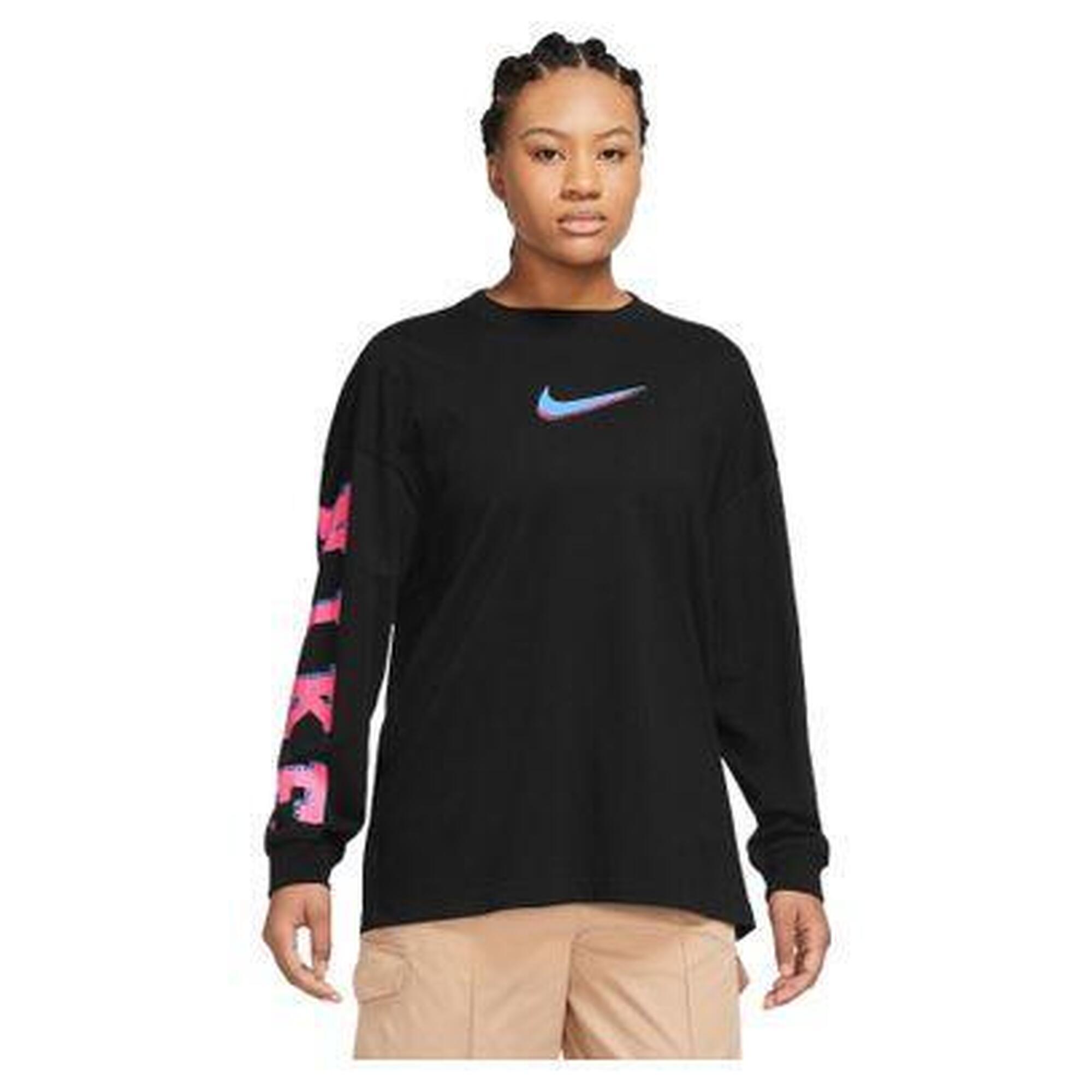 Nike - T-shirt Manches Longues Nike Sportswear Black Noir - T-shirt Manches Courtes - Noir|rose - Decathlon