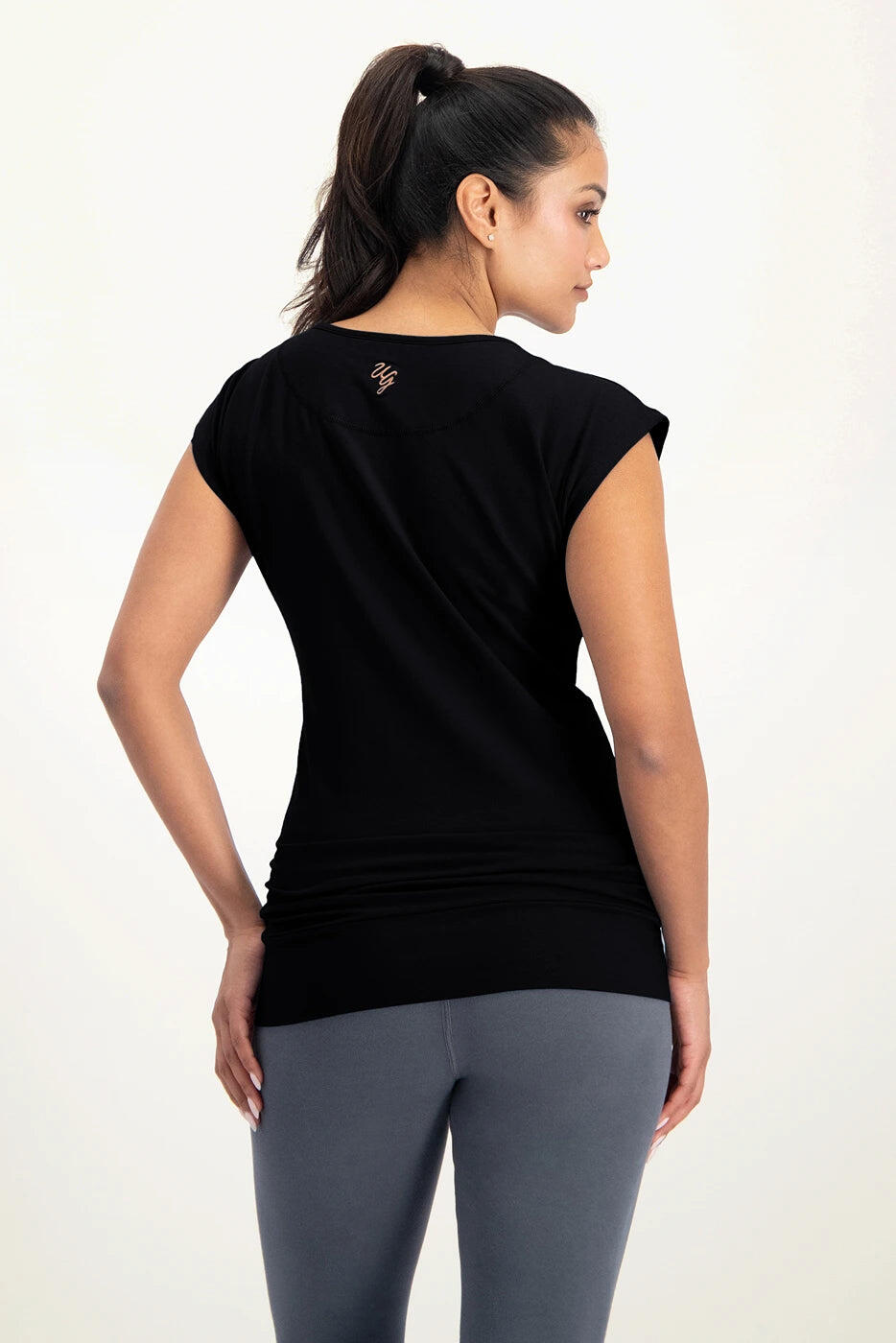 T-shirt de Yoga et Pilates couple ample Asana  - Noir Onyx 3/5