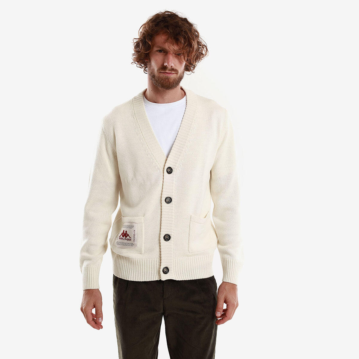 Cardigan da uomo in acrilico bianco da casual 2/7