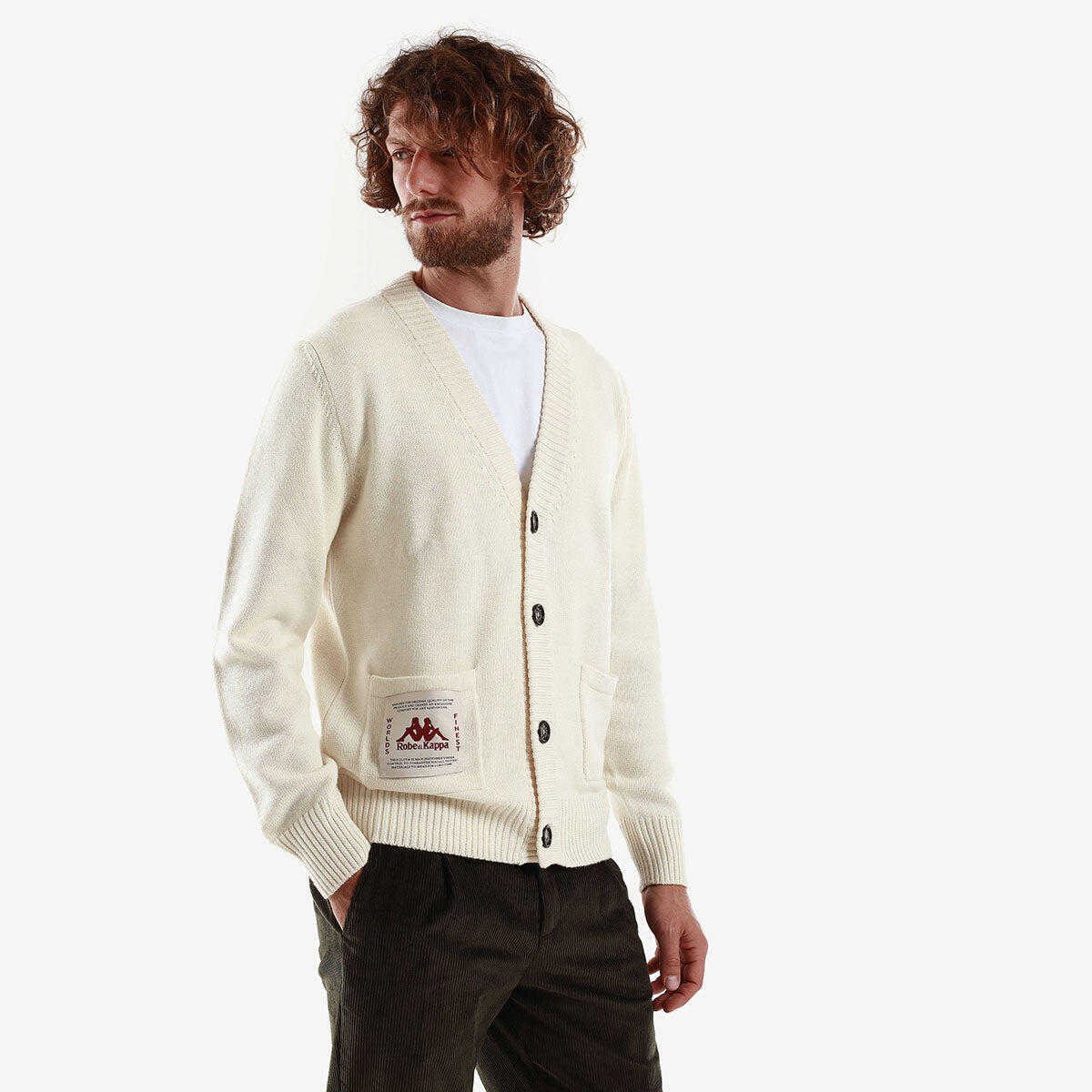 Cardigan da uomo in acrilico bianco da casual 5/7