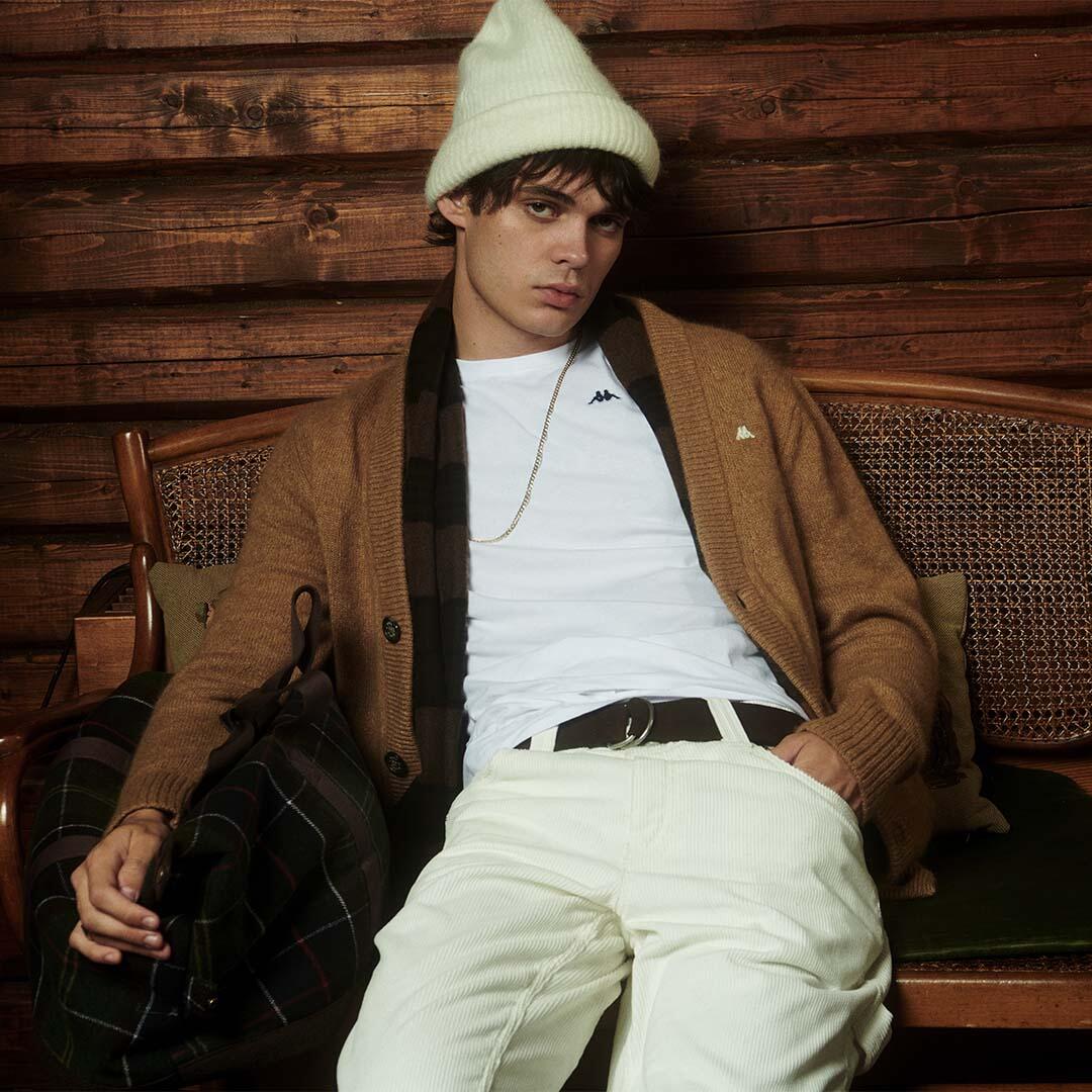 Cardigan da uomo in poliammide marrone da casual 2/4