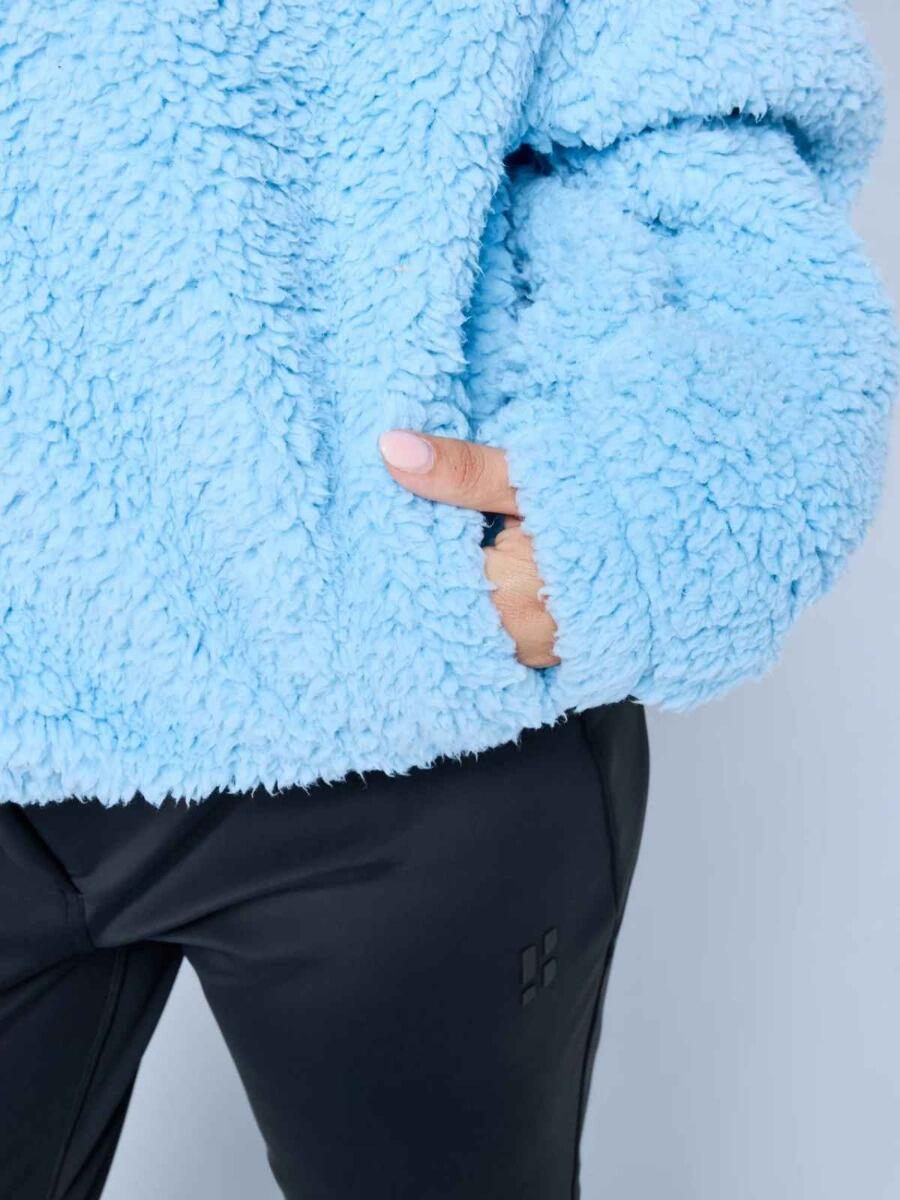 Kurtka Fluffy - Damska - Cztery pory roku - Miś Teddy - Lodowy błękit